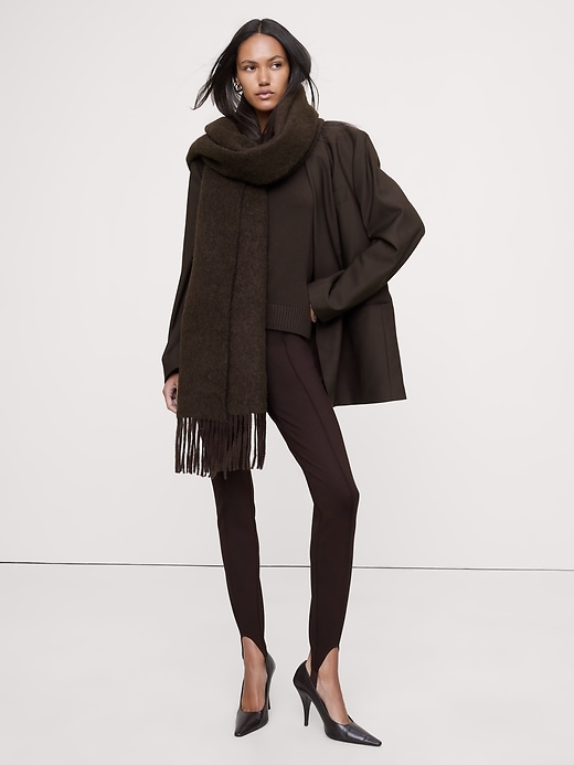 Mid-Rise Flare Stretch Wool-Blend Pant