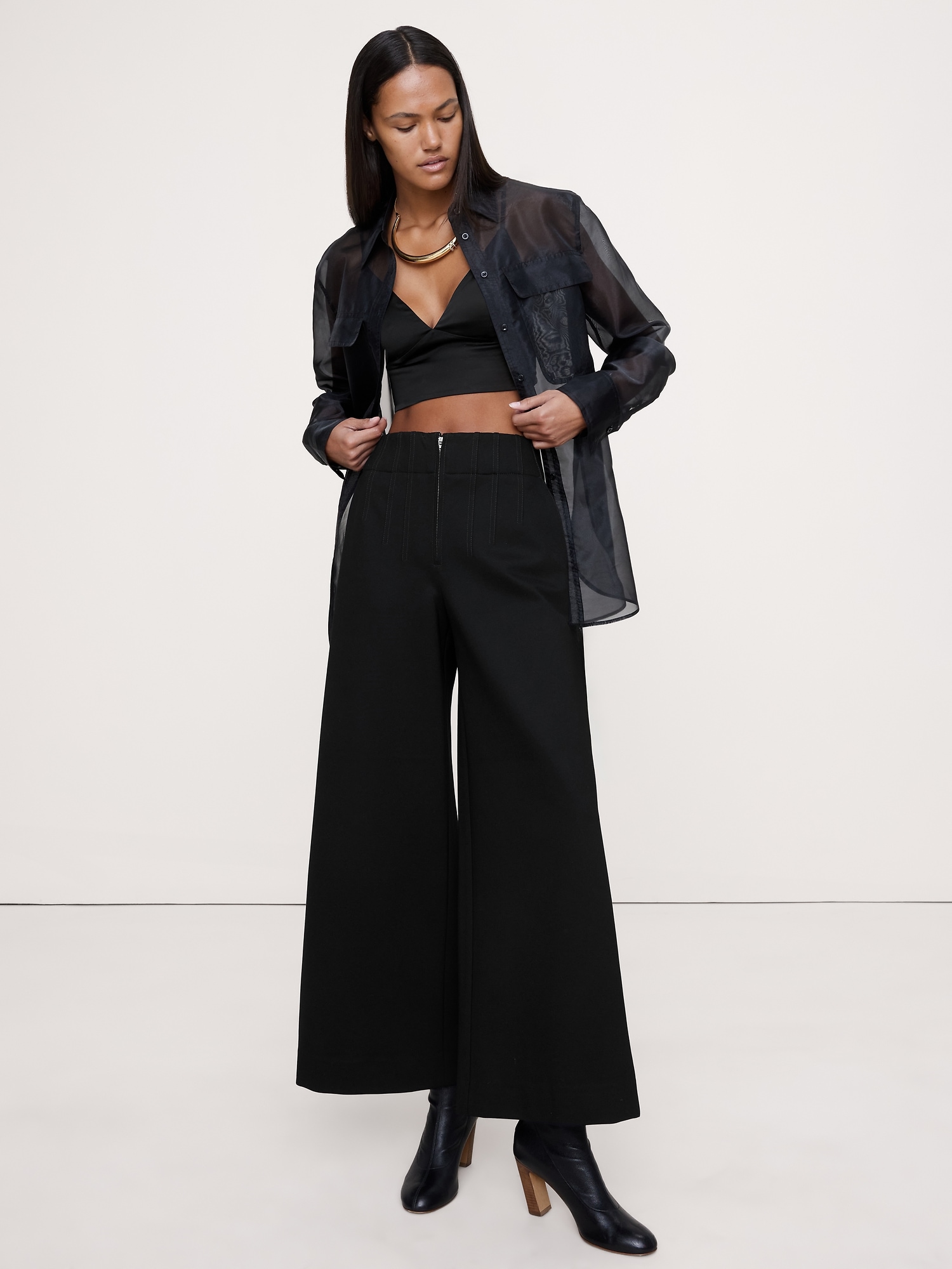 Image number 1 showing, Wide-Leg Crop Everywhere Ponte Pant