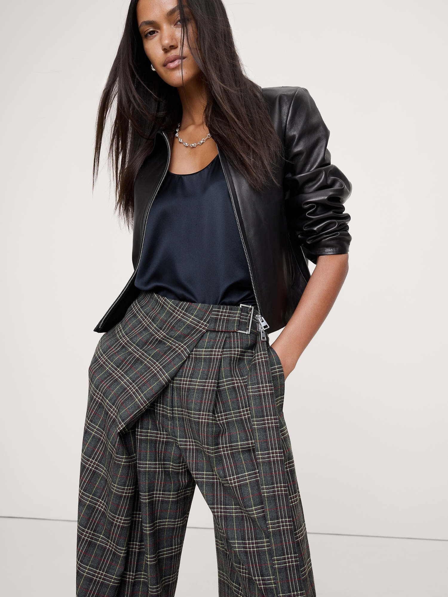 Image number 4 showing, High-Rise Straight Crossover Flannel Pant