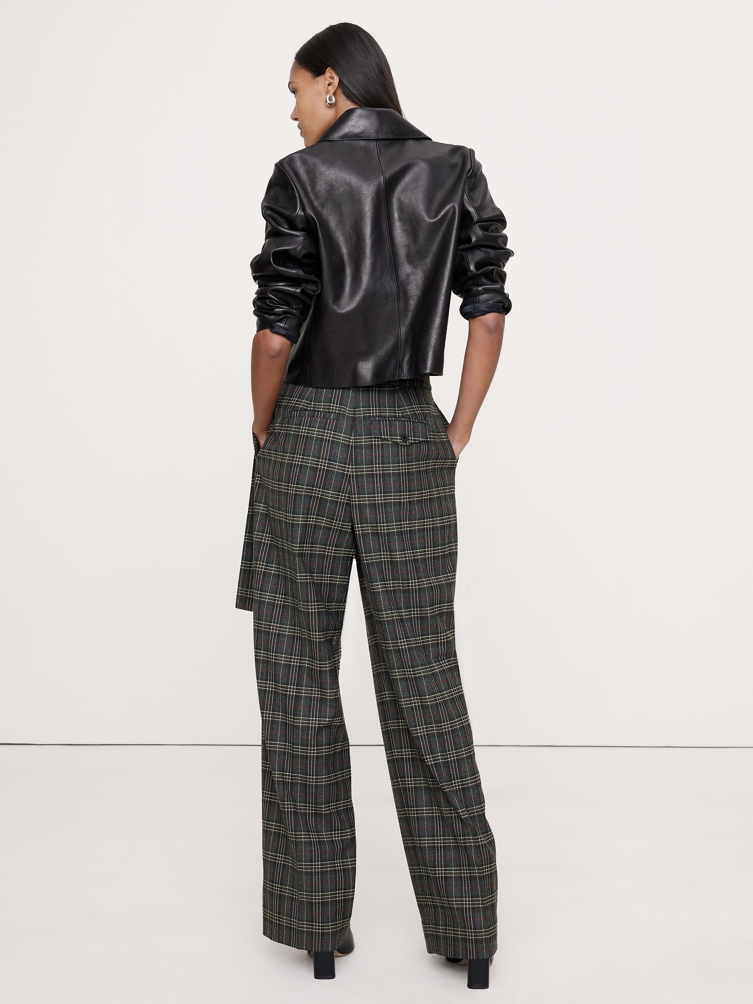 Image number 3 showing, High-Rise Straight Crossover Flannel Pant
