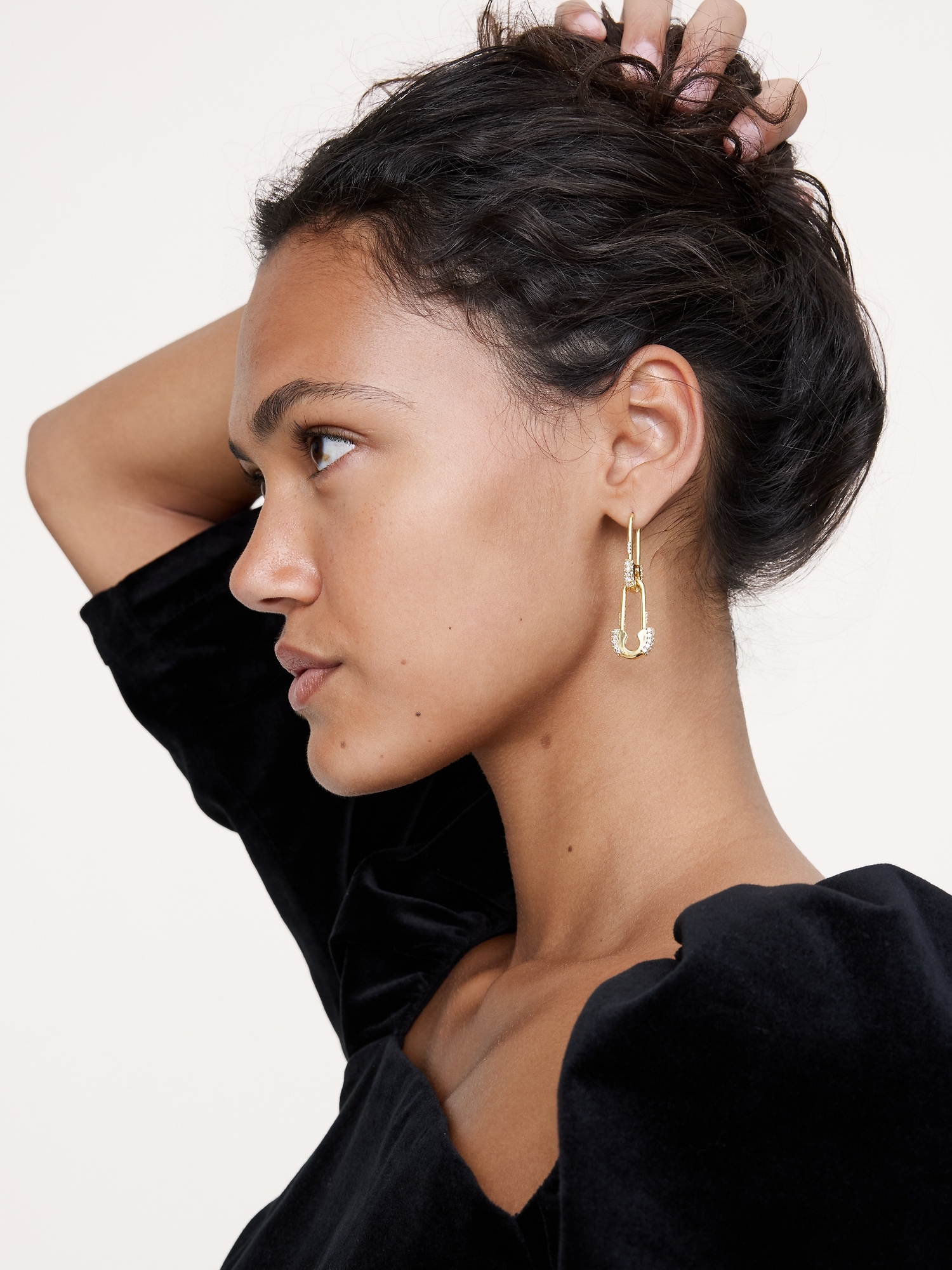 Image number 2 showing, Rhinestone Safety Pin Earrings