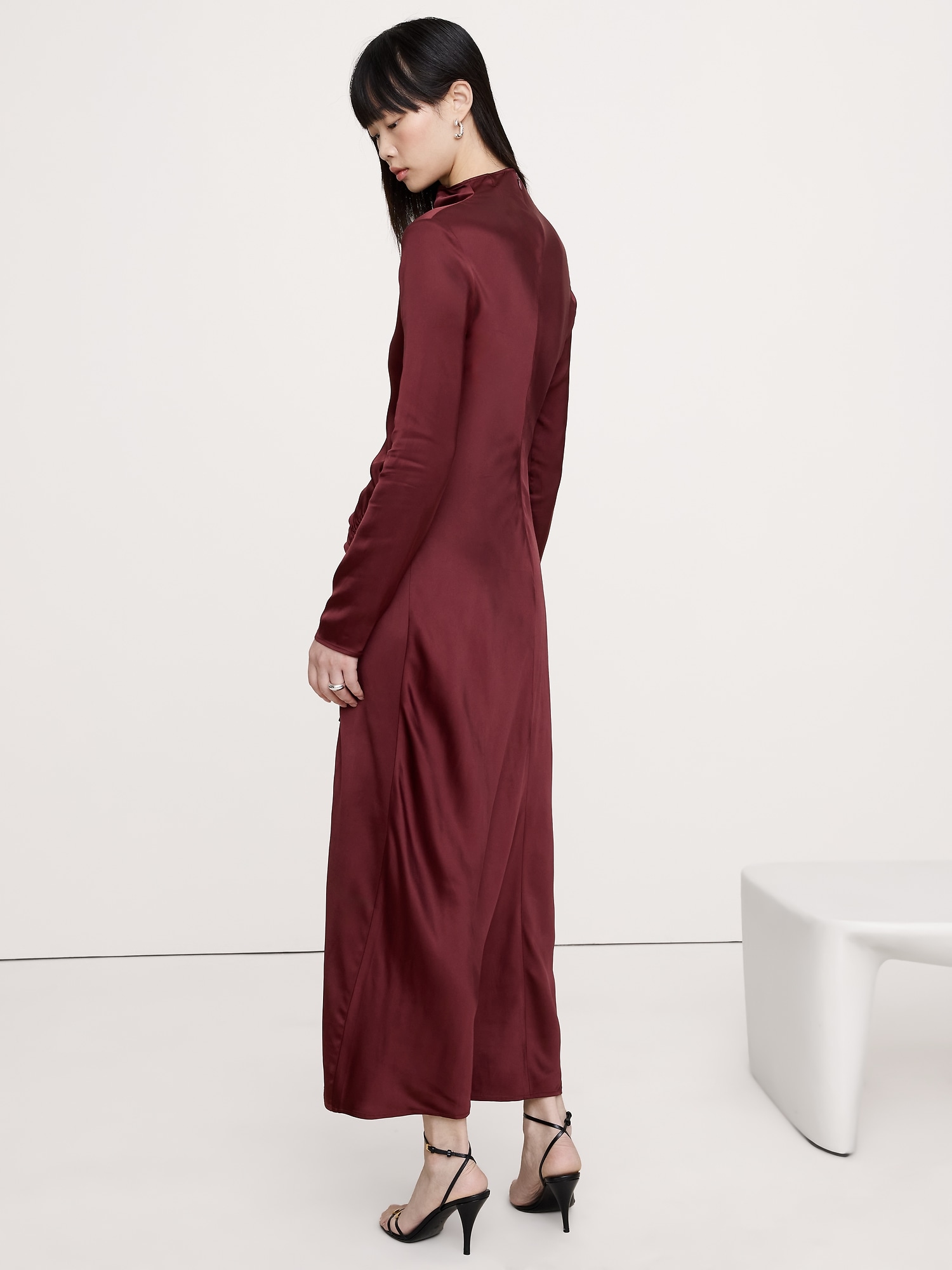 Image number 4 showing, Stretch-Satin Ruched Maxi Dress