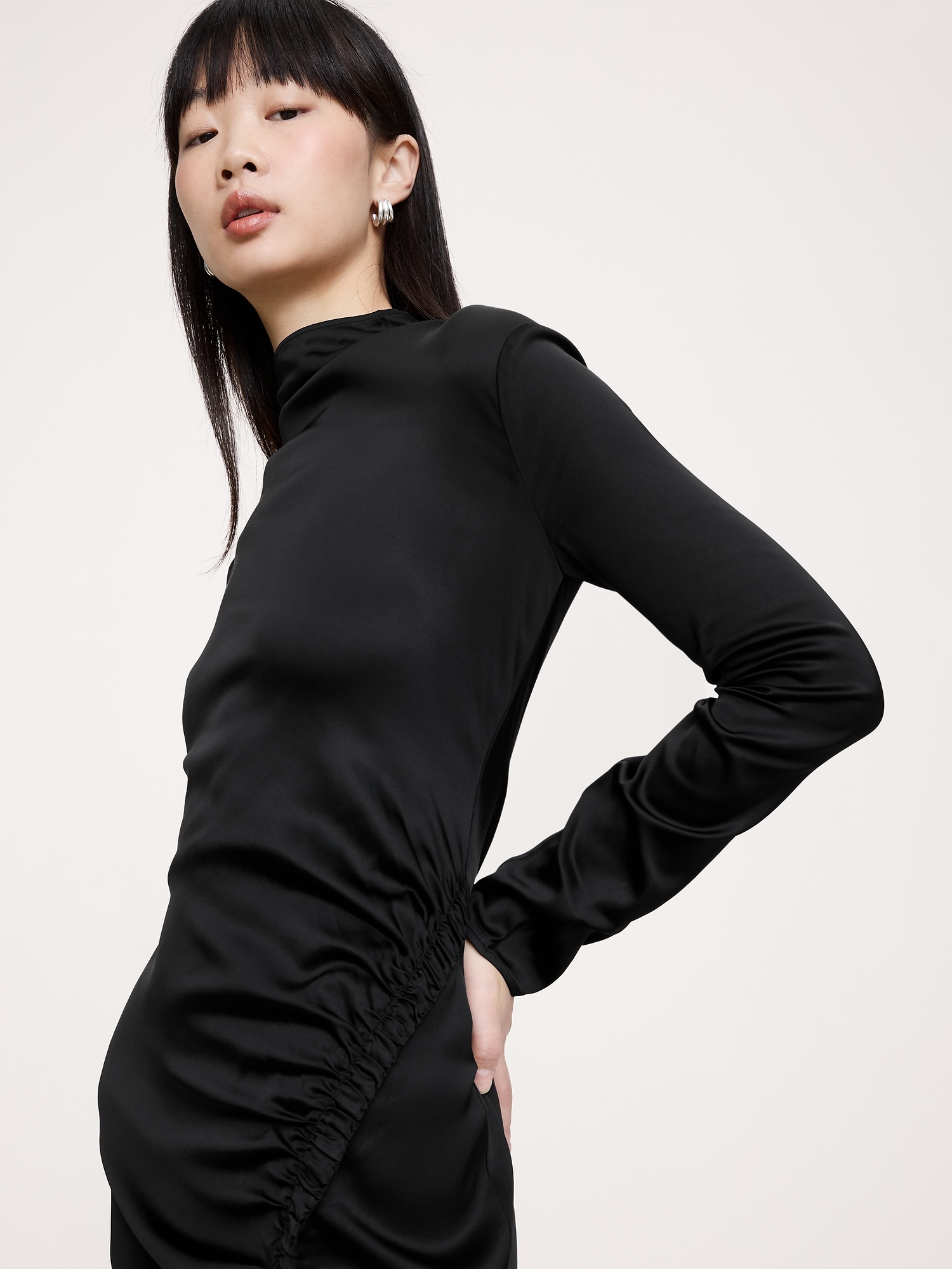 Image number 3 showing, Stretch-Satin Ruched Maxi Dress