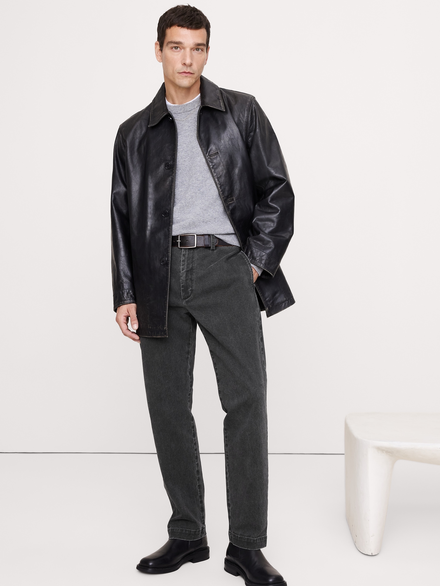 Straight Brushed Italian Chino - Black Wash