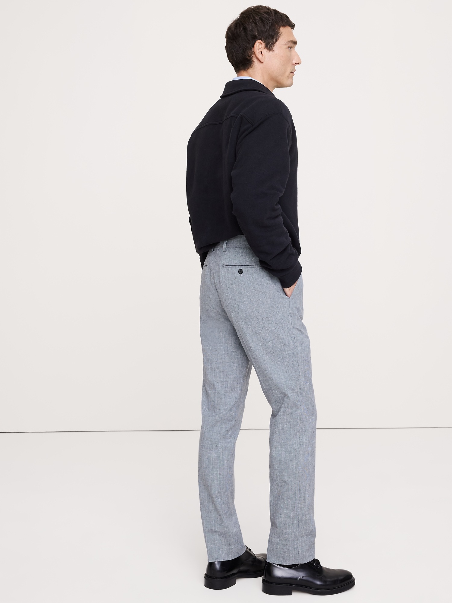 Мужские брюки Banana Republic Slim Wrinkle-Resistant Dress Pant, цвет: Синий серый — фото 2
