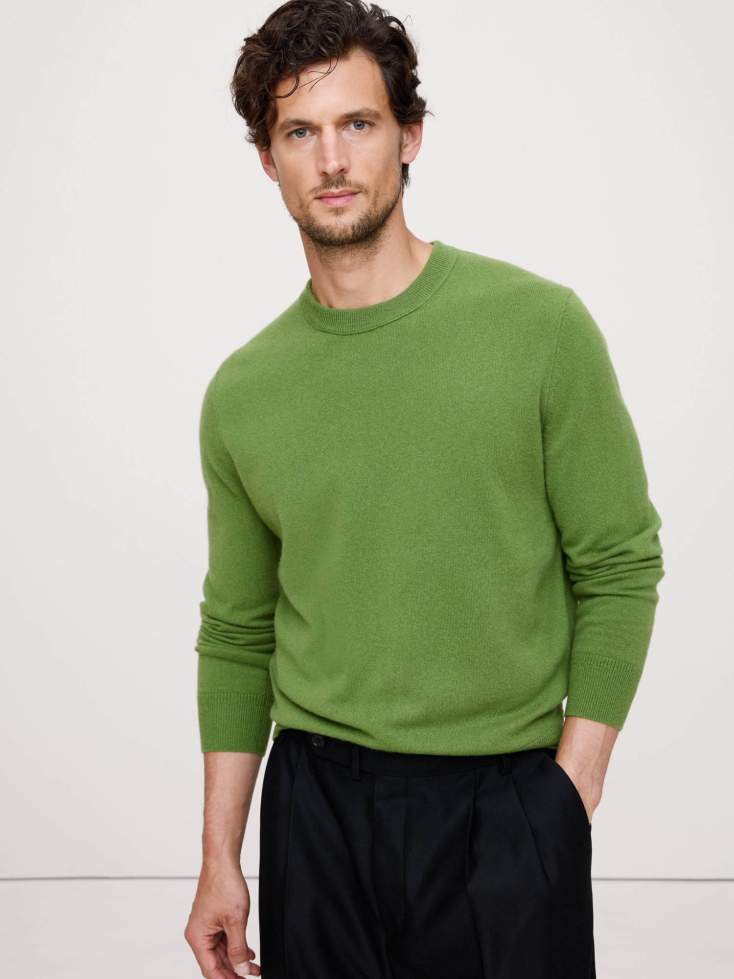 Cashmere Crew-Neck Sweater - Scenic Trail Green