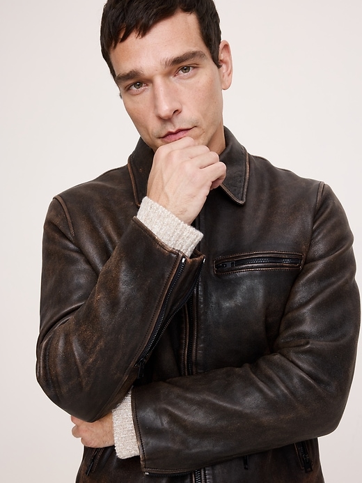 Leather Racing Jacket | Banana Republic
