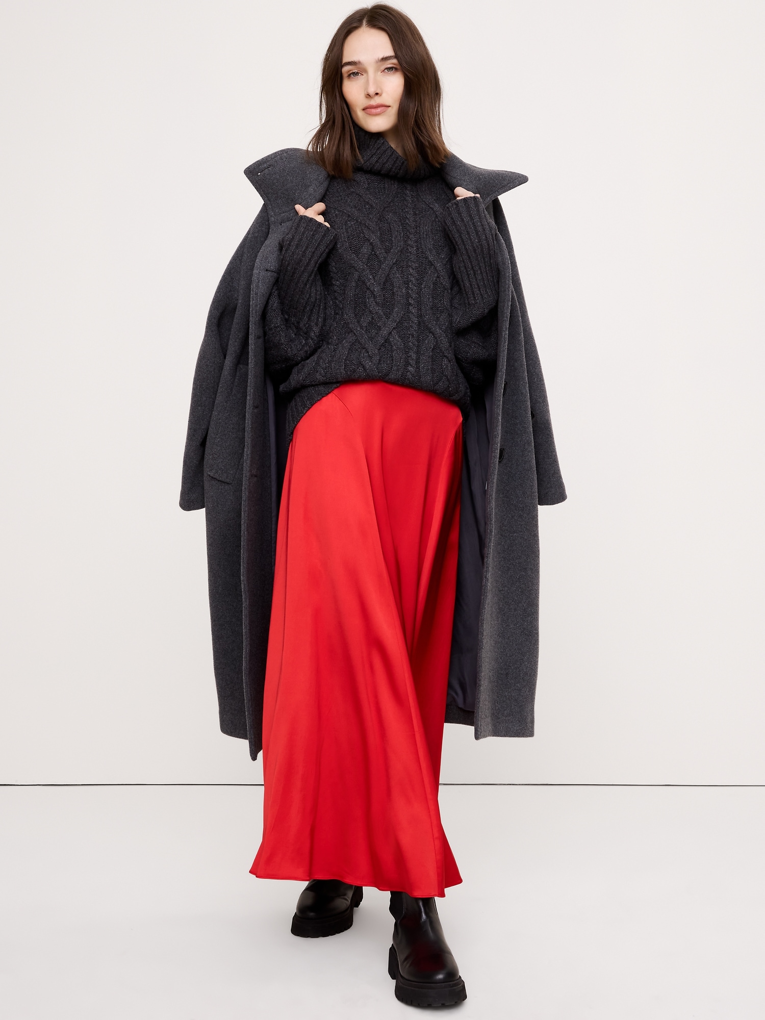 Image number 1 showing, Stretch-Satin Maxi Skirt