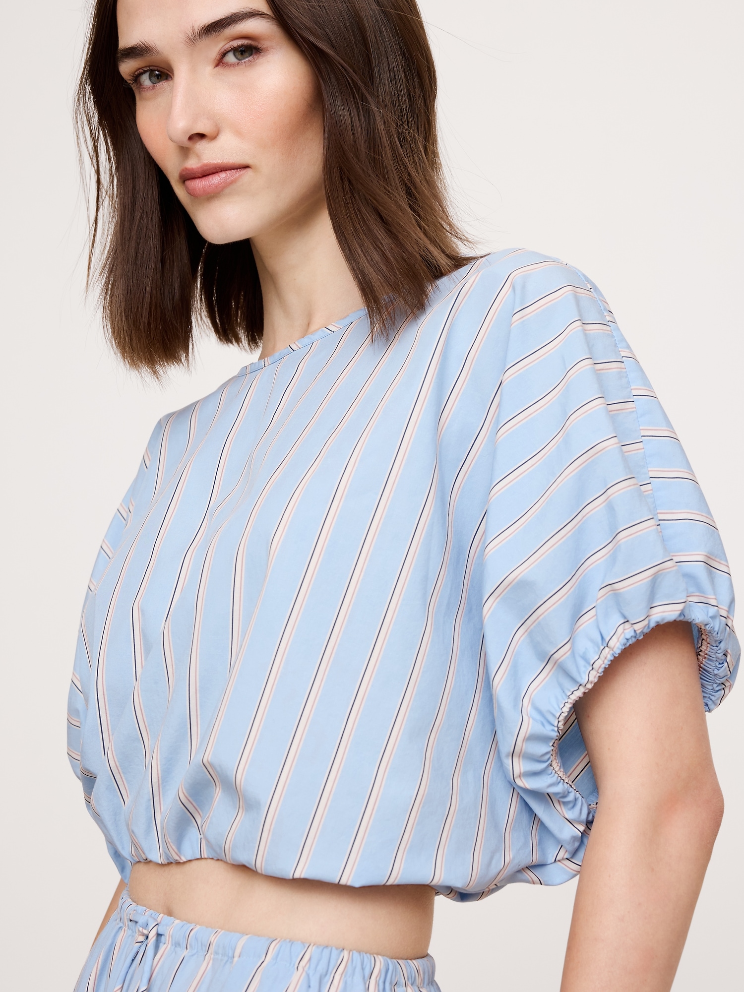 Image number 3 showing, Cotton Poplin Bubble-Hem Cropped Top