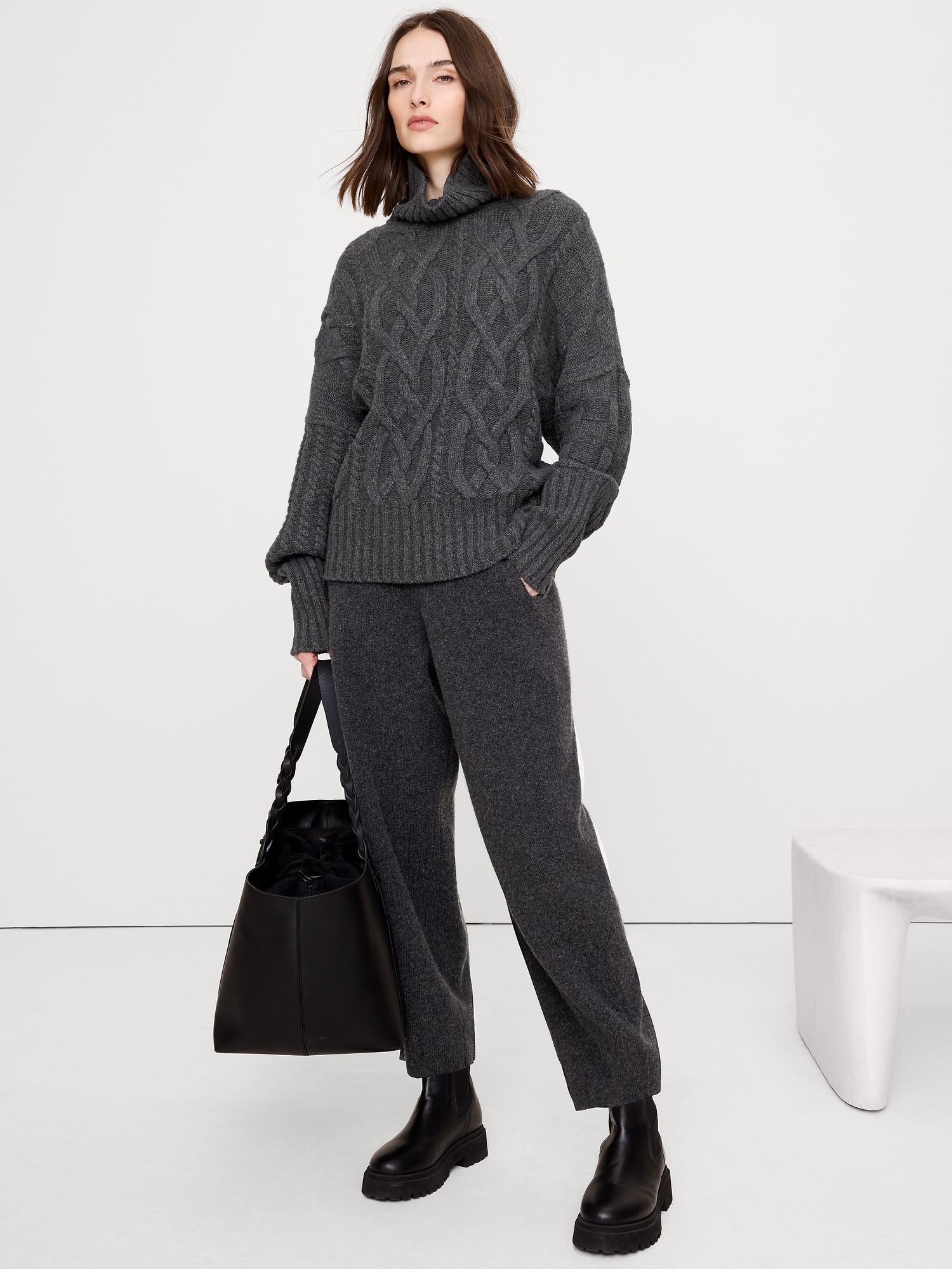 Image number 1 showing, Merino-Cotton Barrel Sweater Pant