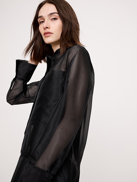 Organza Maxi Shirt Dress