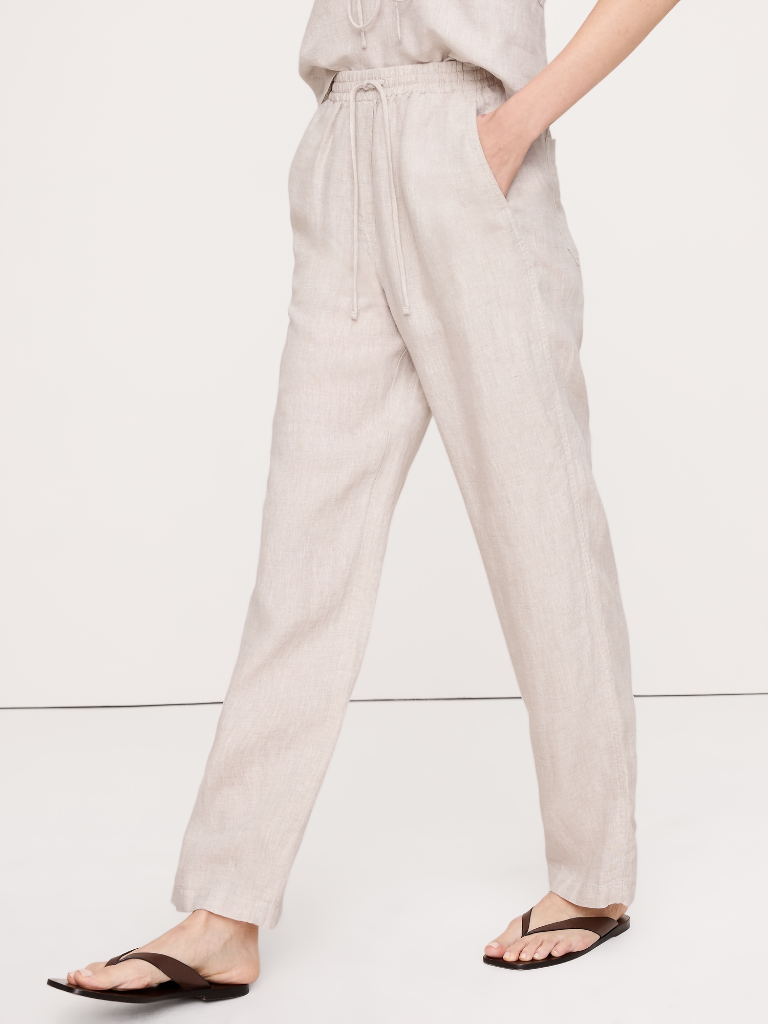 Image number 4 showing, Linen Pull-On Ankle Pant