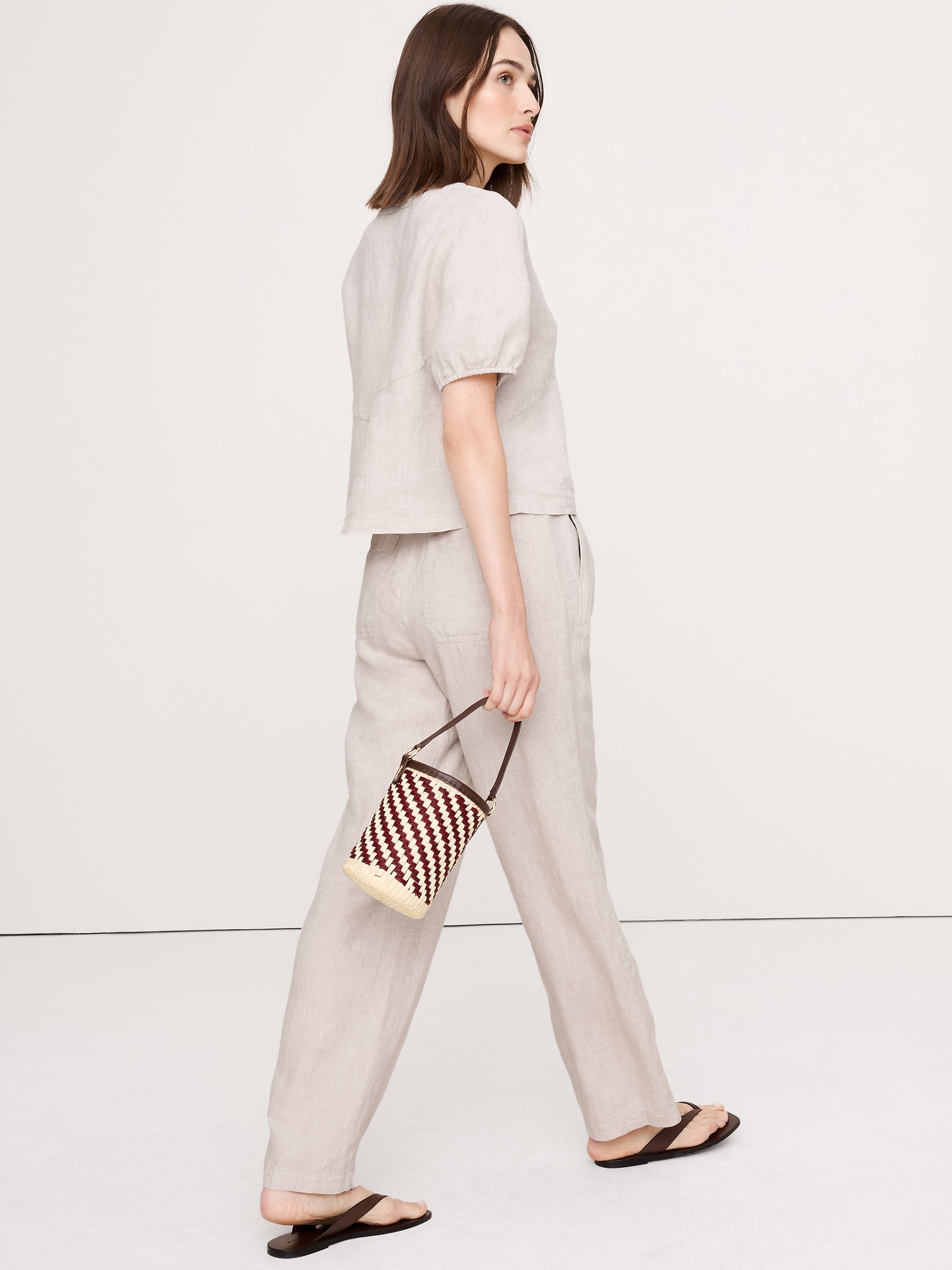 Image number 3 showing, Linen Pull-On Ankle Pant