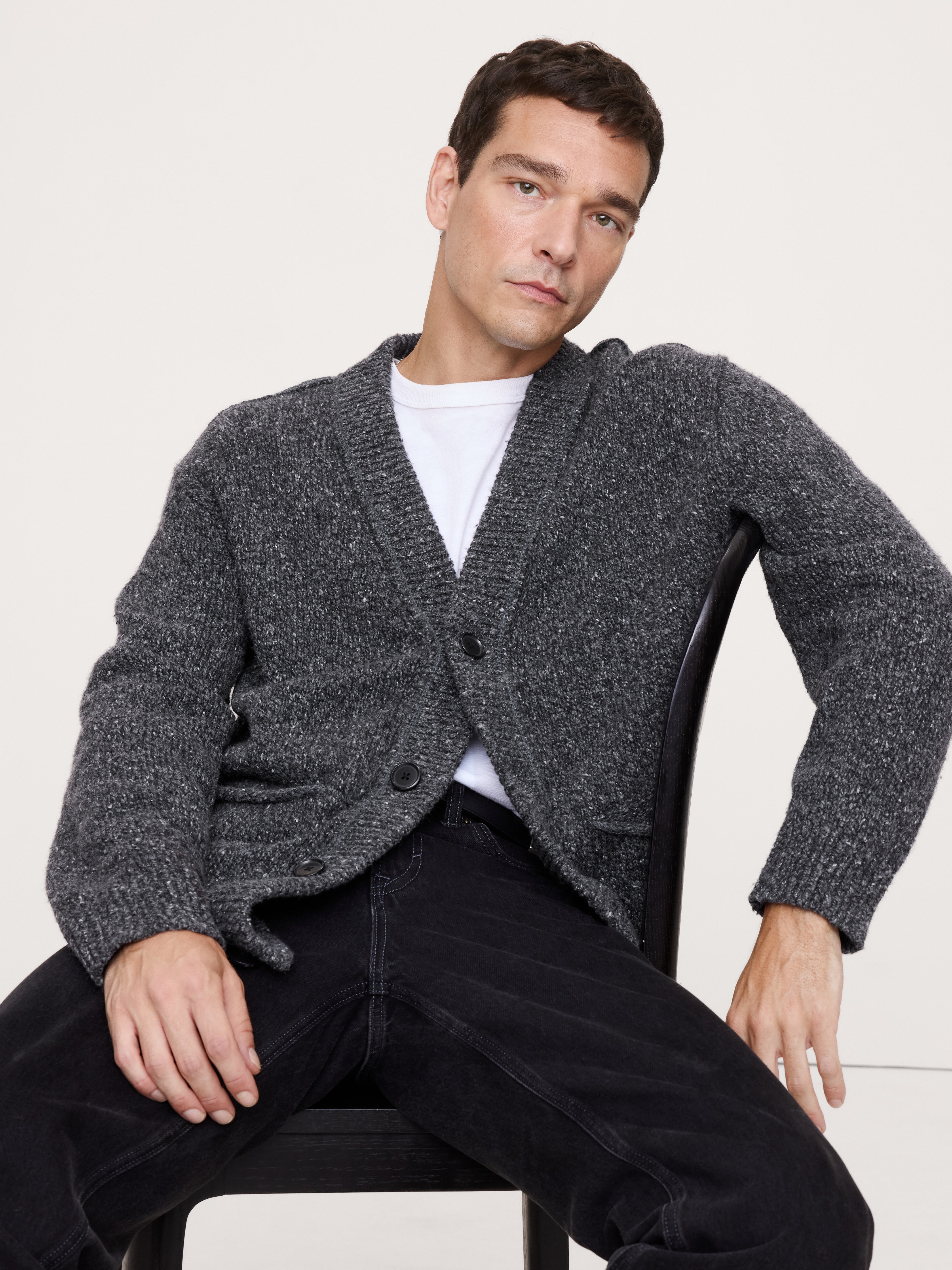 Donegal Wool-Blend Cardigan - Gray - View 8