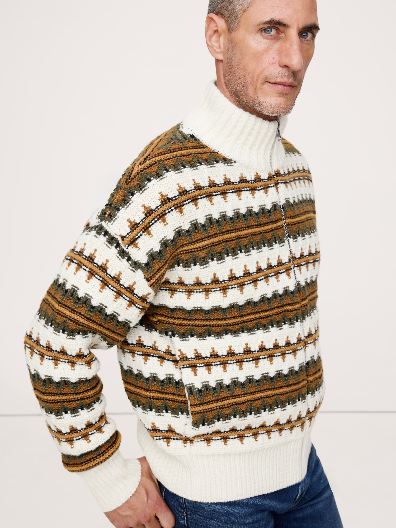 Fairisle Merino-Blend Sweater Jacket - Multi Color