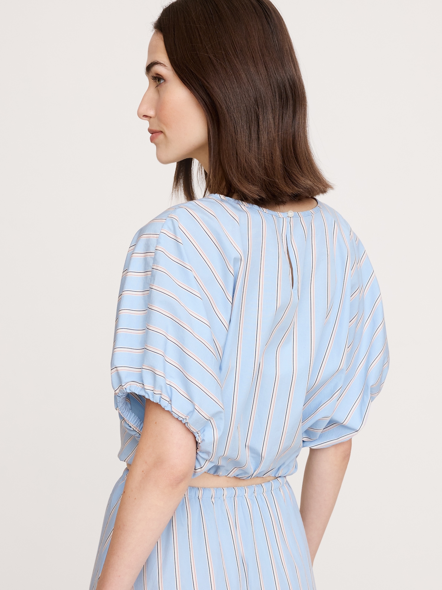 Image number 2 showing, Cotton Poplin Bubble-Hem Cropped Top