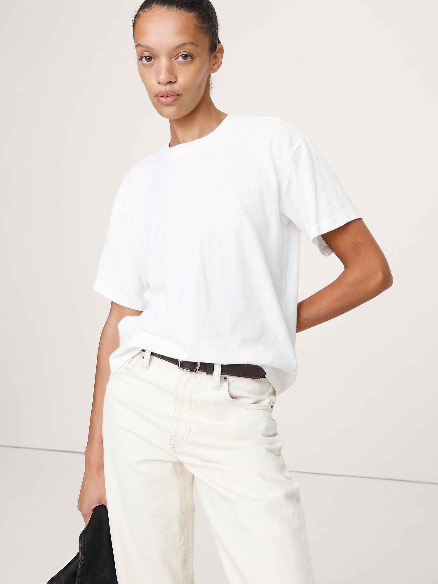 Cotton Slub Boyfriend T-Shirt - White