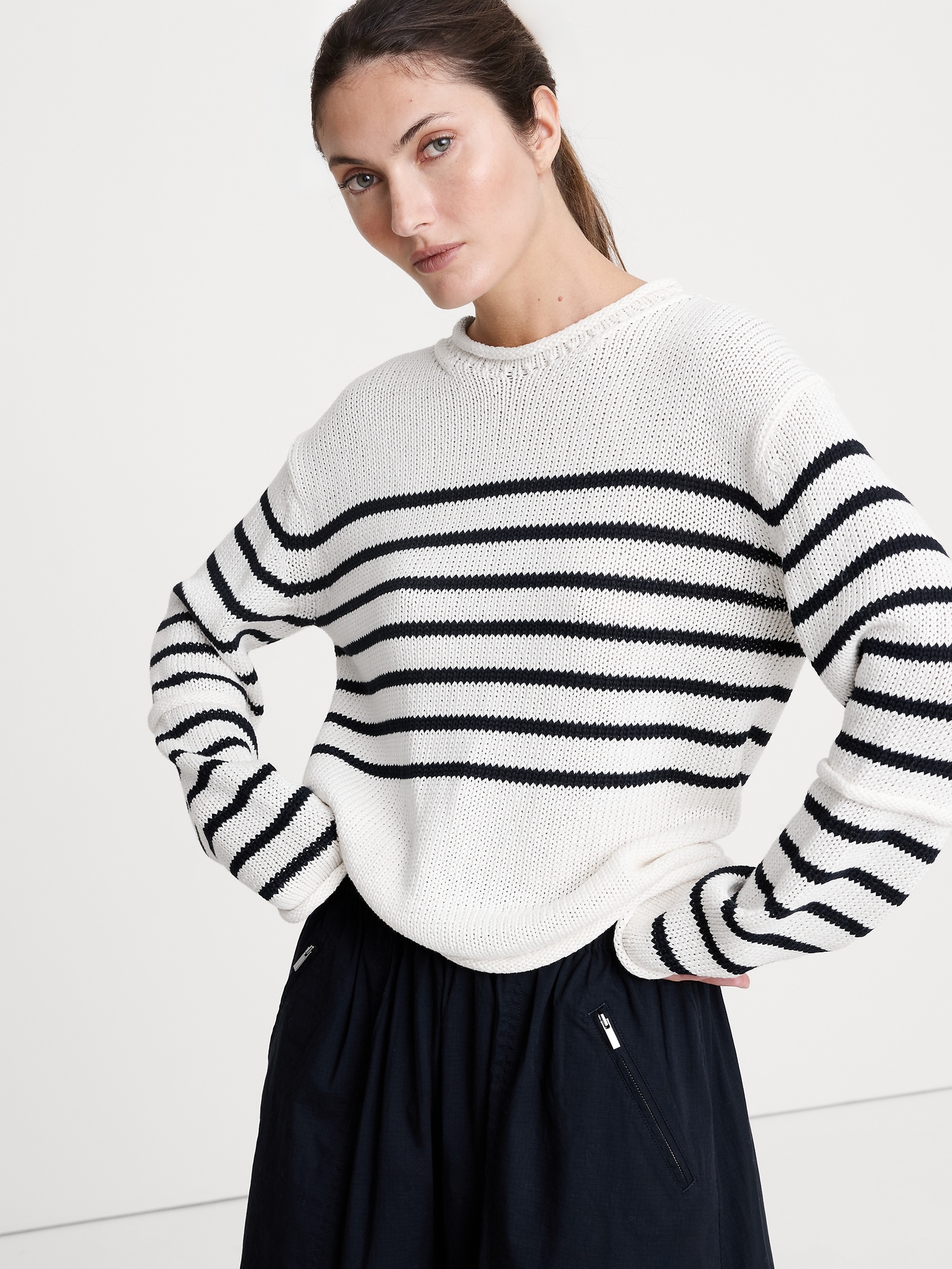 Image number 1 showing, Cotton Roll-Neck Sweater