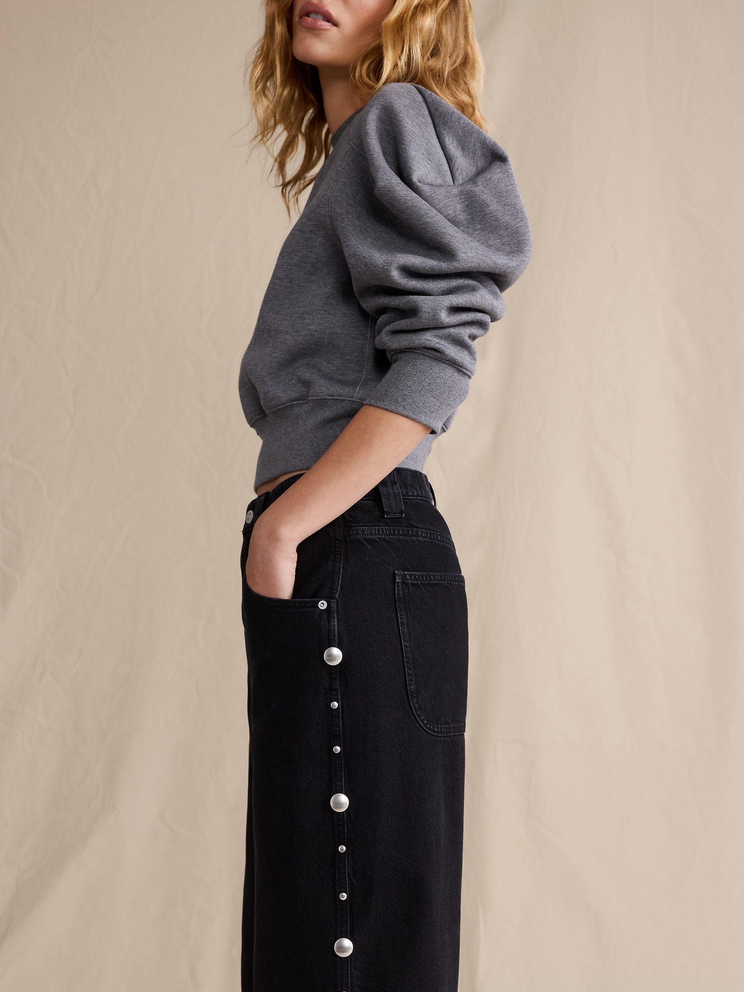 Image number 4 showing, Low-Rise Loose Studded Ankle Jean