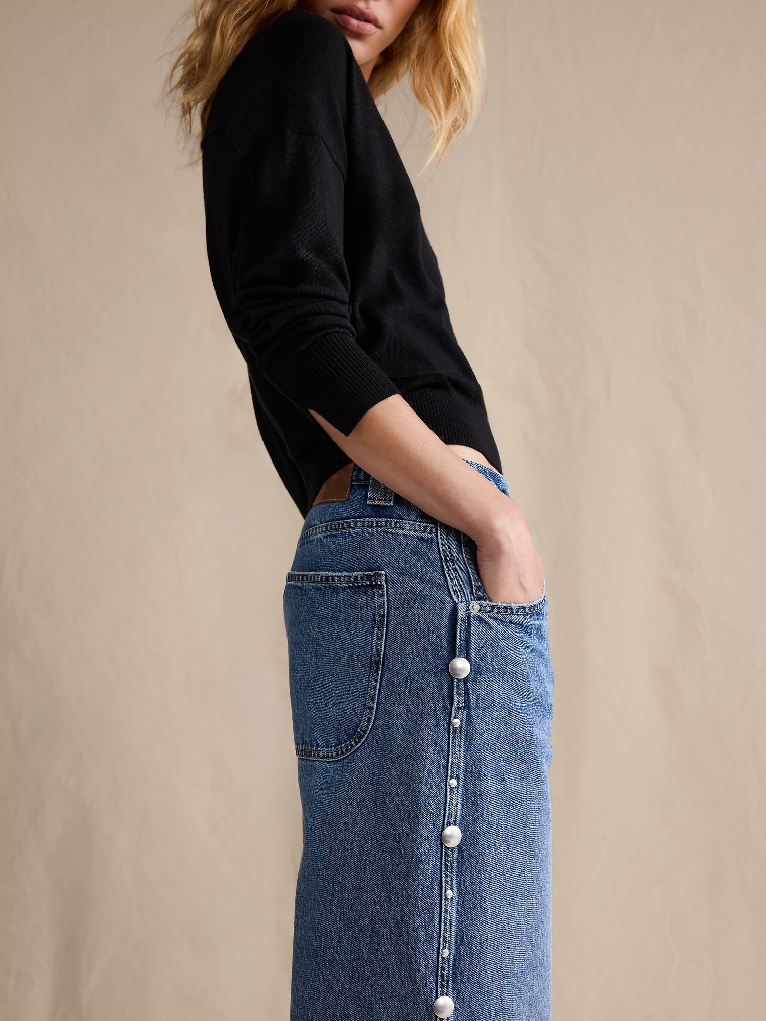 Image number 4 showing, Low-Rise Loose Studded Ankle Jean