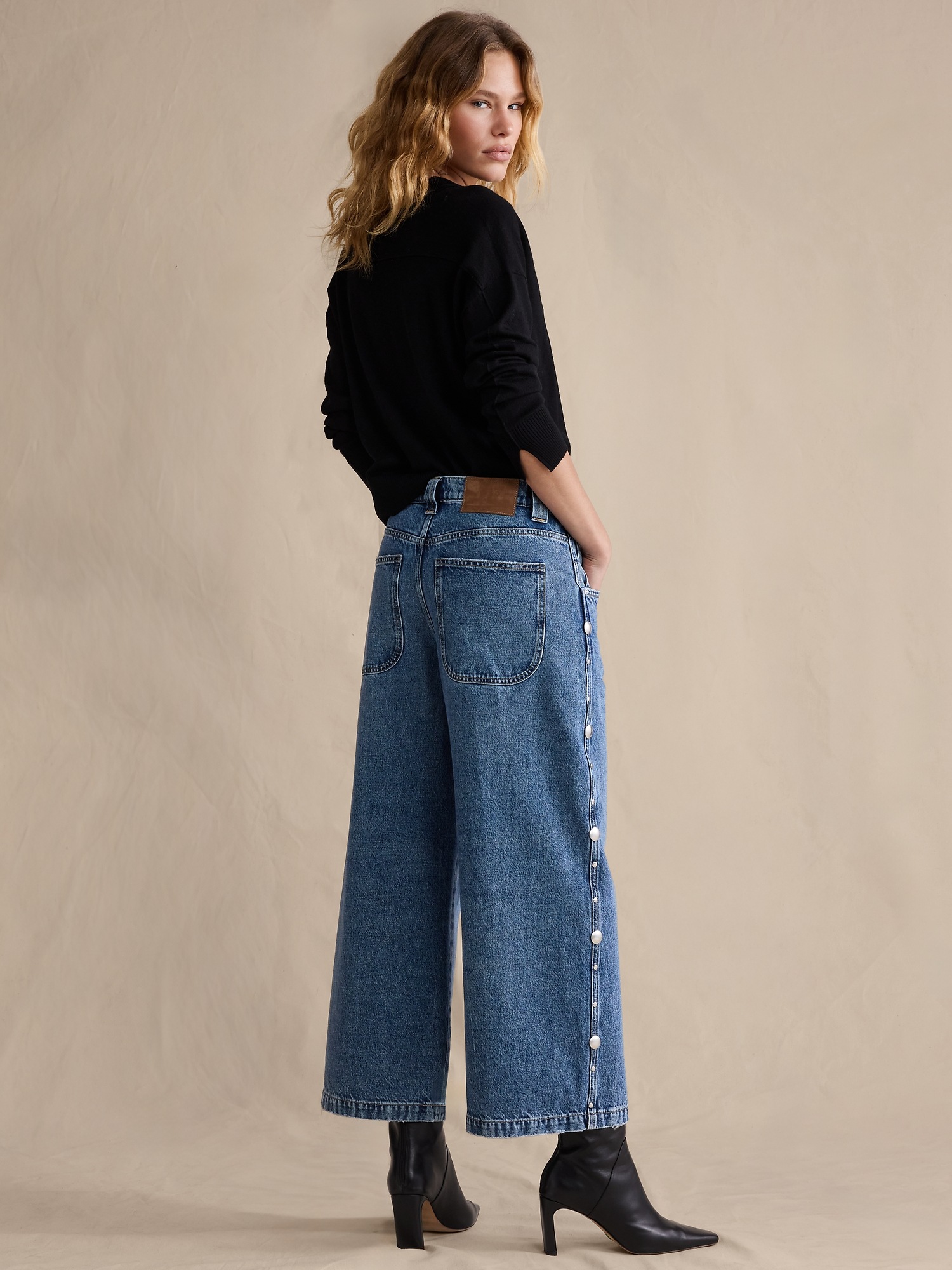 Image number 3 showing, Low-Rise Loose Studded Ankle Jean