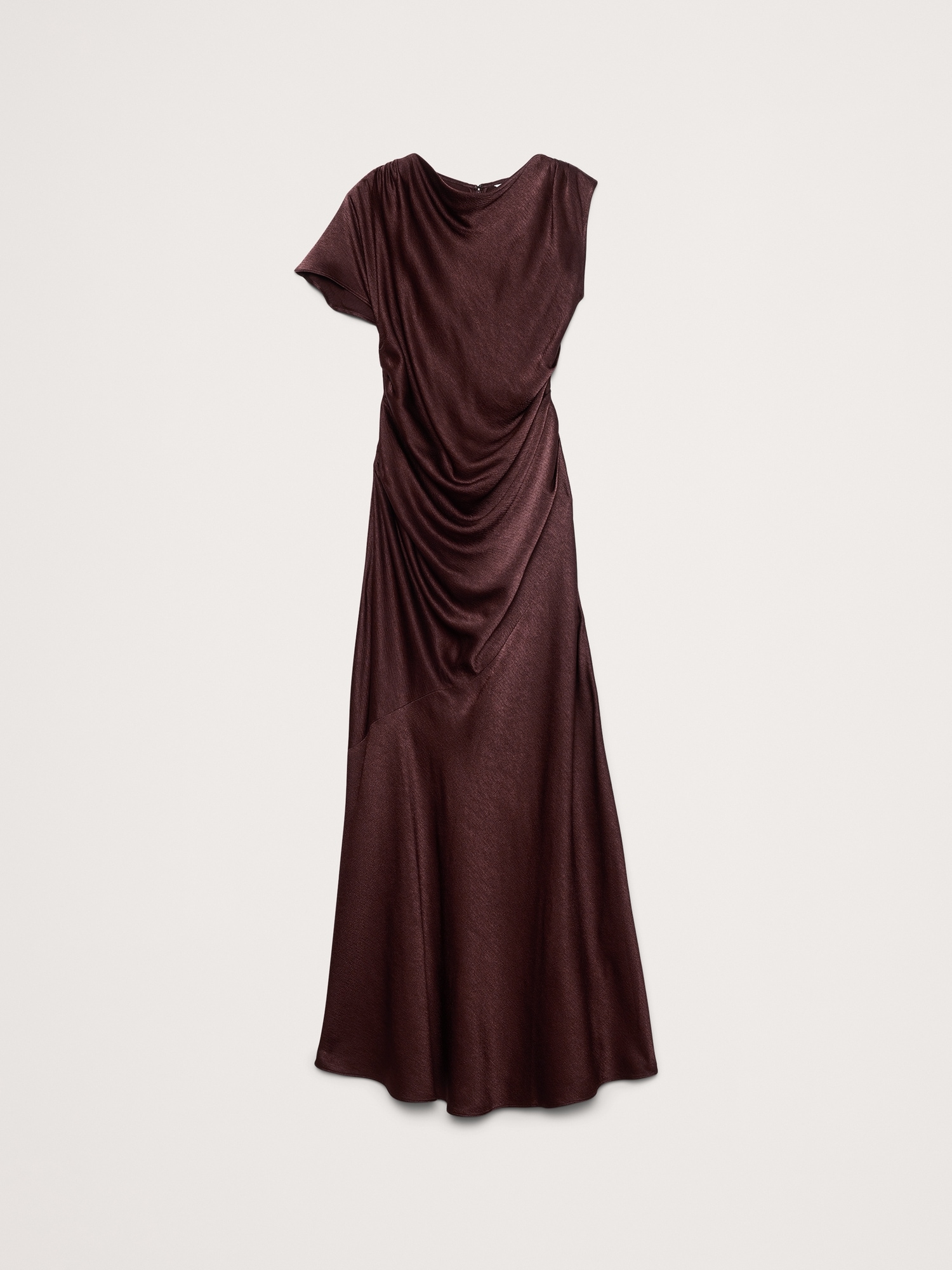 Image number 8 showing, Asymmetrical Hammered Satin Draped Maxi Dress