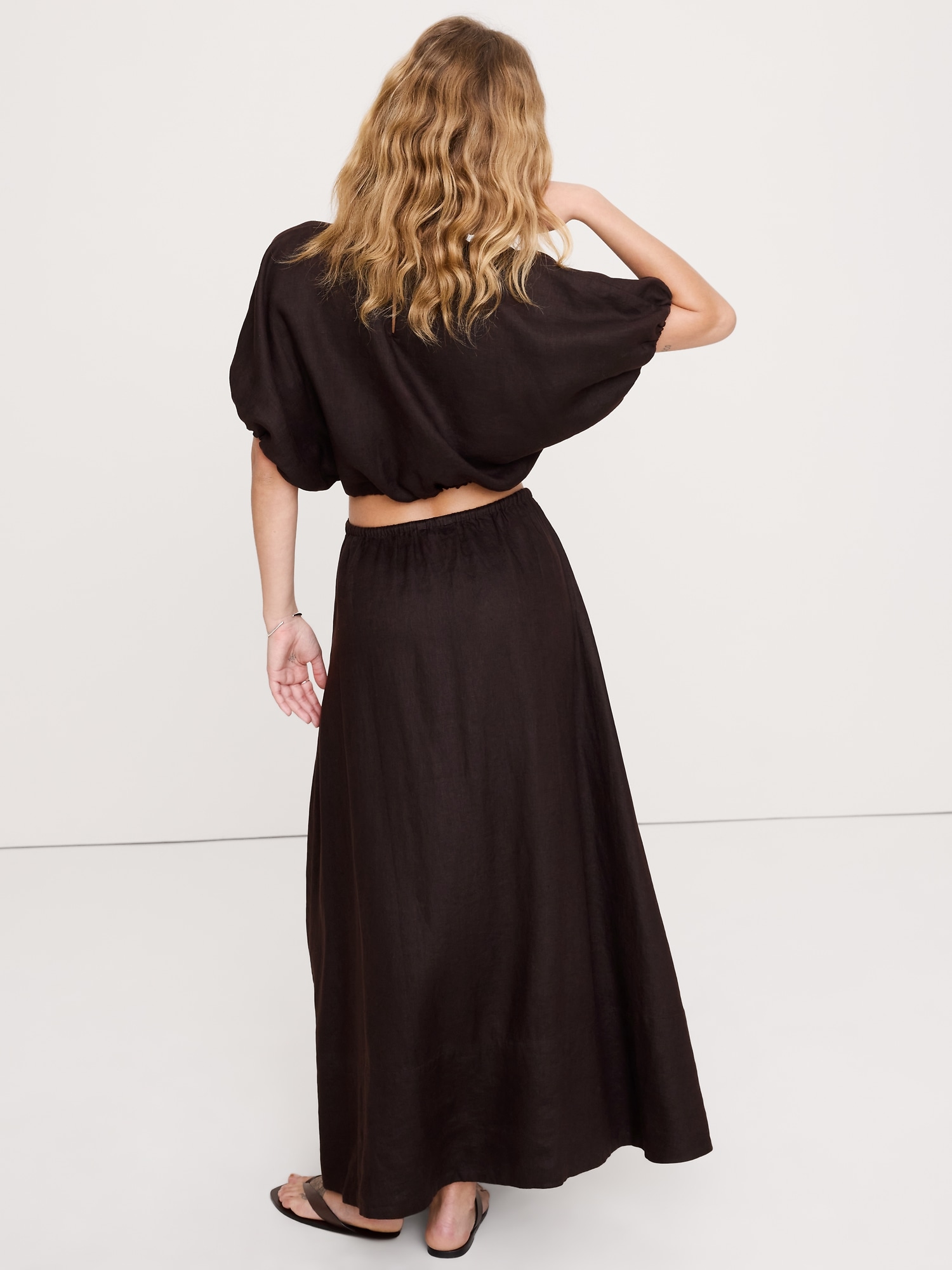 Image number 2 showing, Linen Drawstring Maxi Skirt