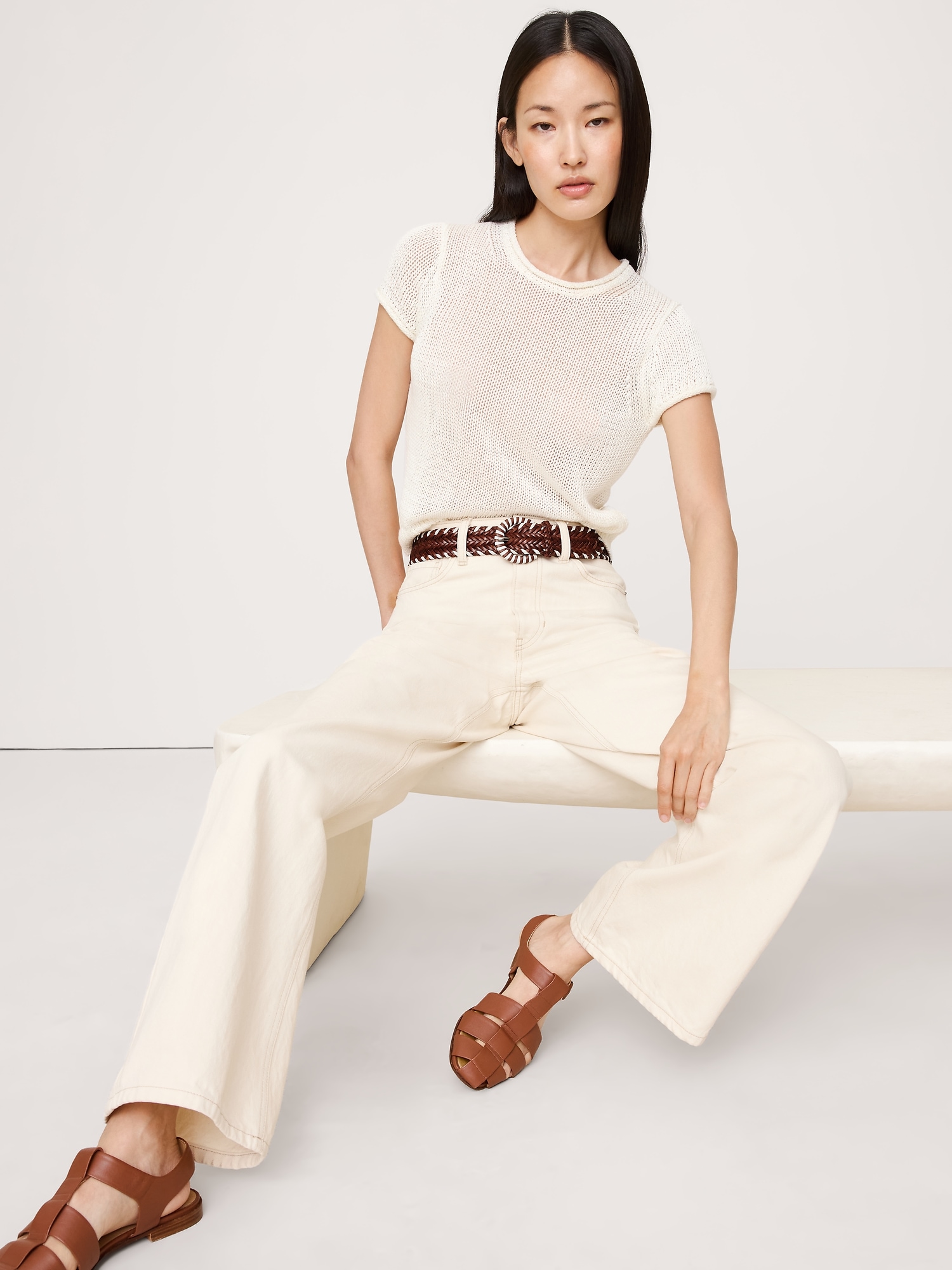 Braided Leather Belt by Dragon Diffusion - Tan