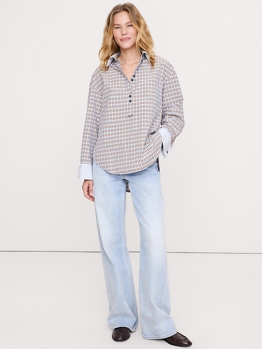 Oversized Cotton Poplin Banker Shirt