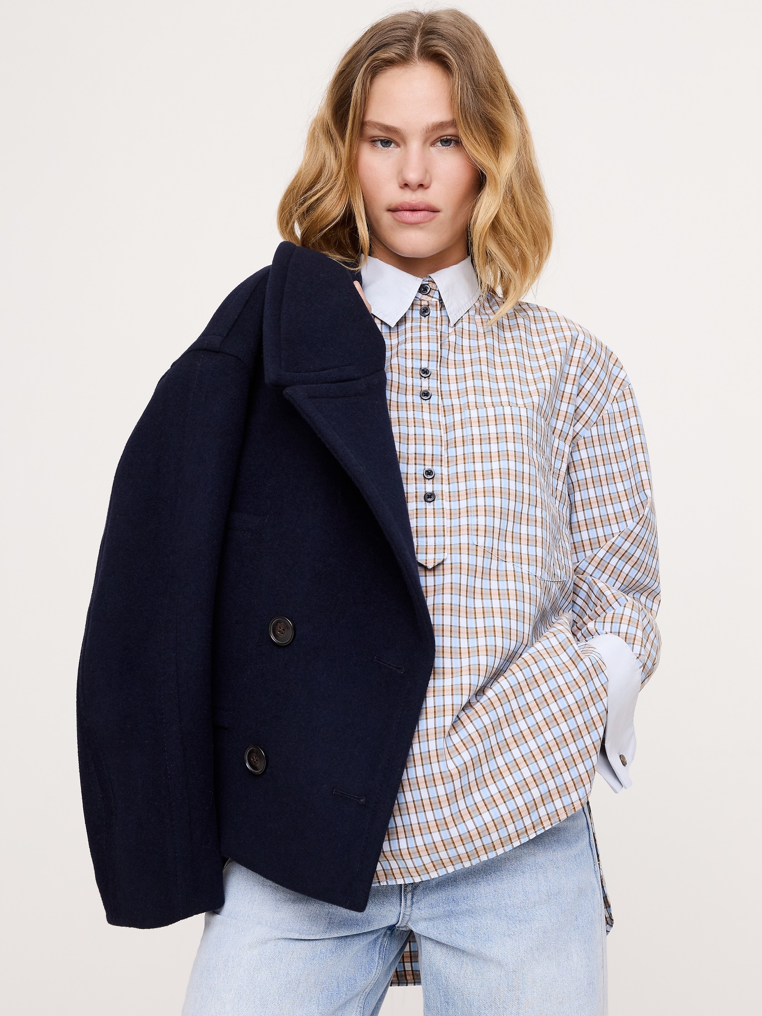 Image number 3 showing, Oversized Cotton Poplin Banker Shirt