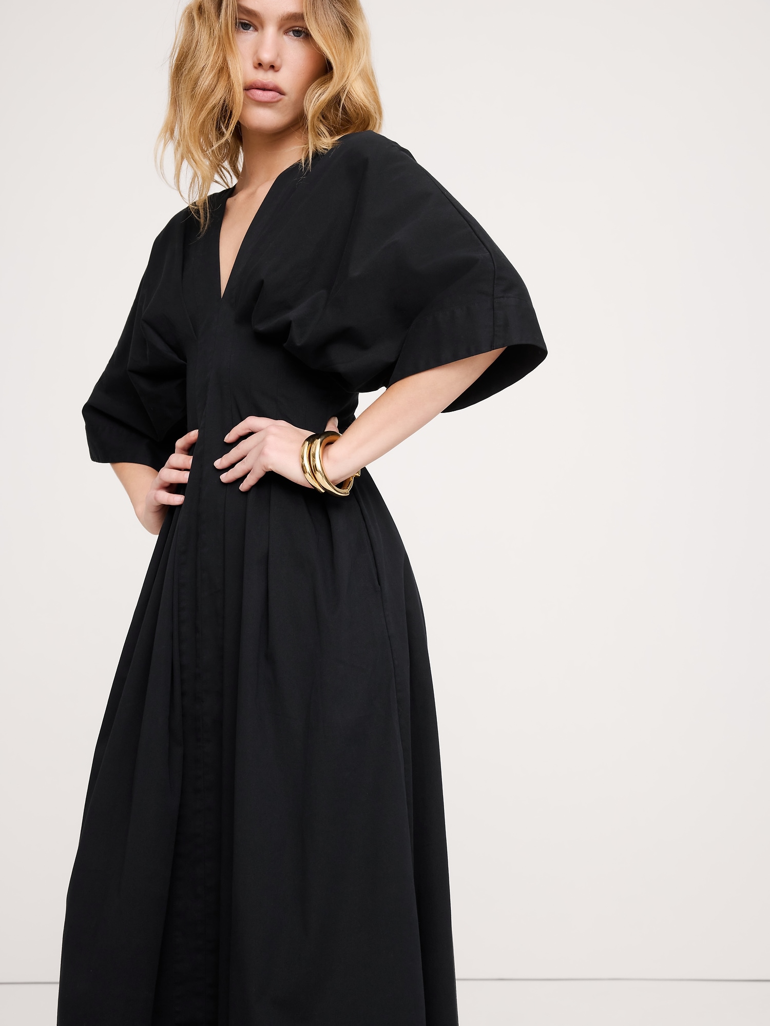 Image number 7 showing, Stretch-Cotton Pleated Maxi Dress