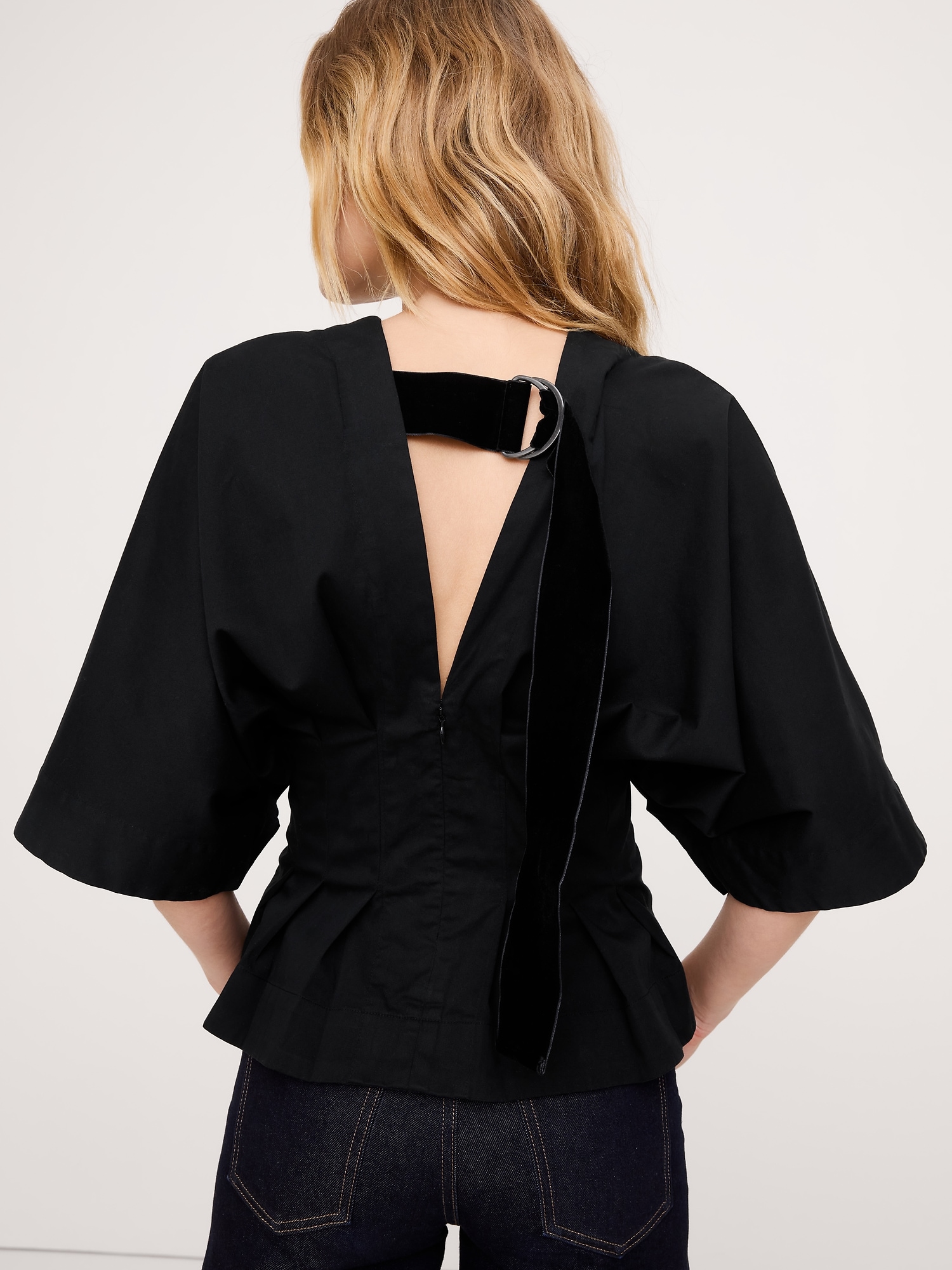 Image number 2 showing, Stretch-Cotton Pleated Top