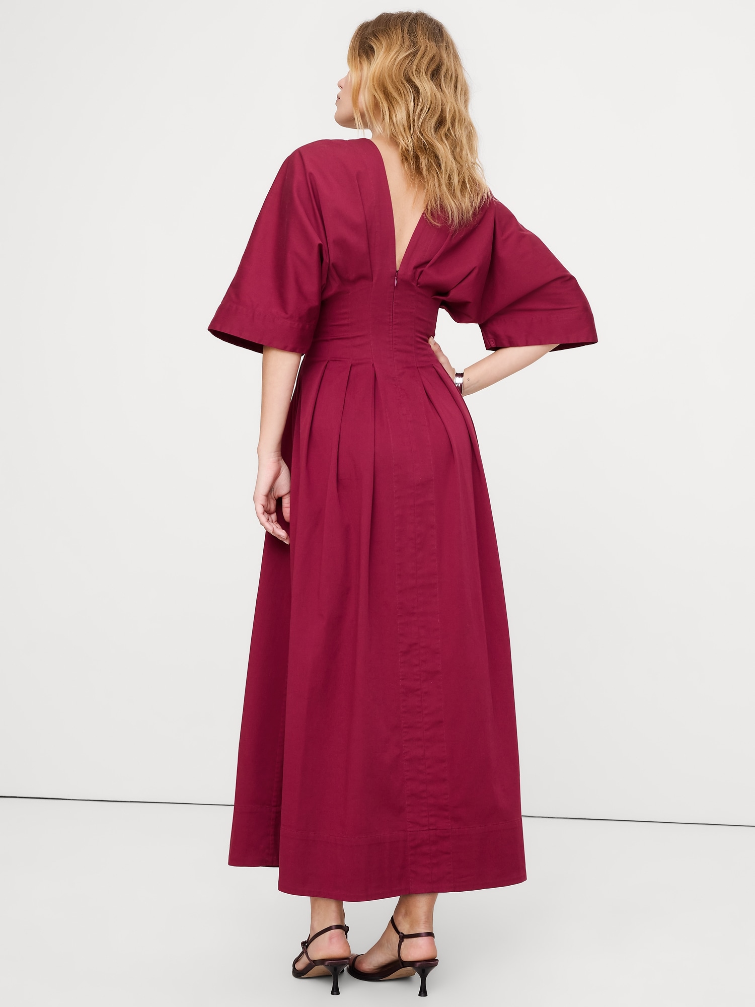 Image number 3 showing, Stretch-Cotton Pleated Maxi Dress