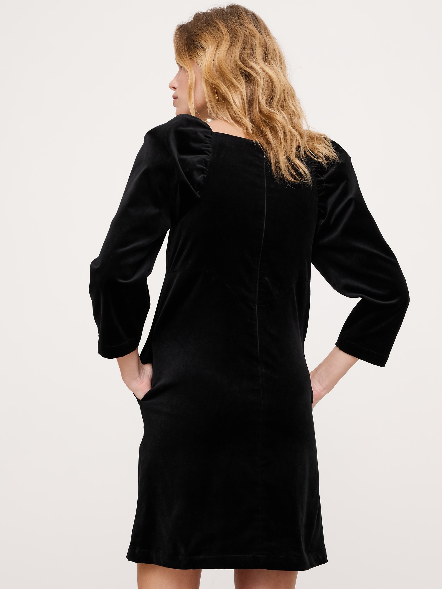 Image number 7 showing, Cotton-Velvet Puff-Sleeve Mini Dress