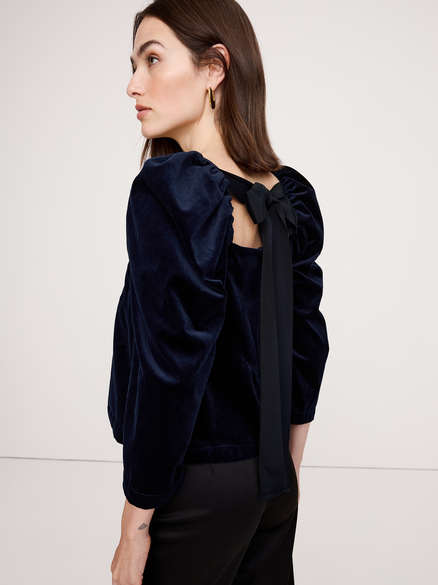 Image number 6 showing, Cotton Velvet Puff-Sleeve Top
