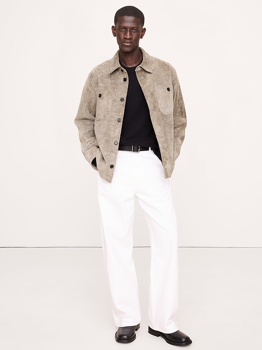 Relaxed Textured Suede Shirt Jacket Banana Republic