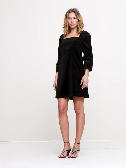 Velvet Puff-Sleeve Mini Dress | Banana Republic