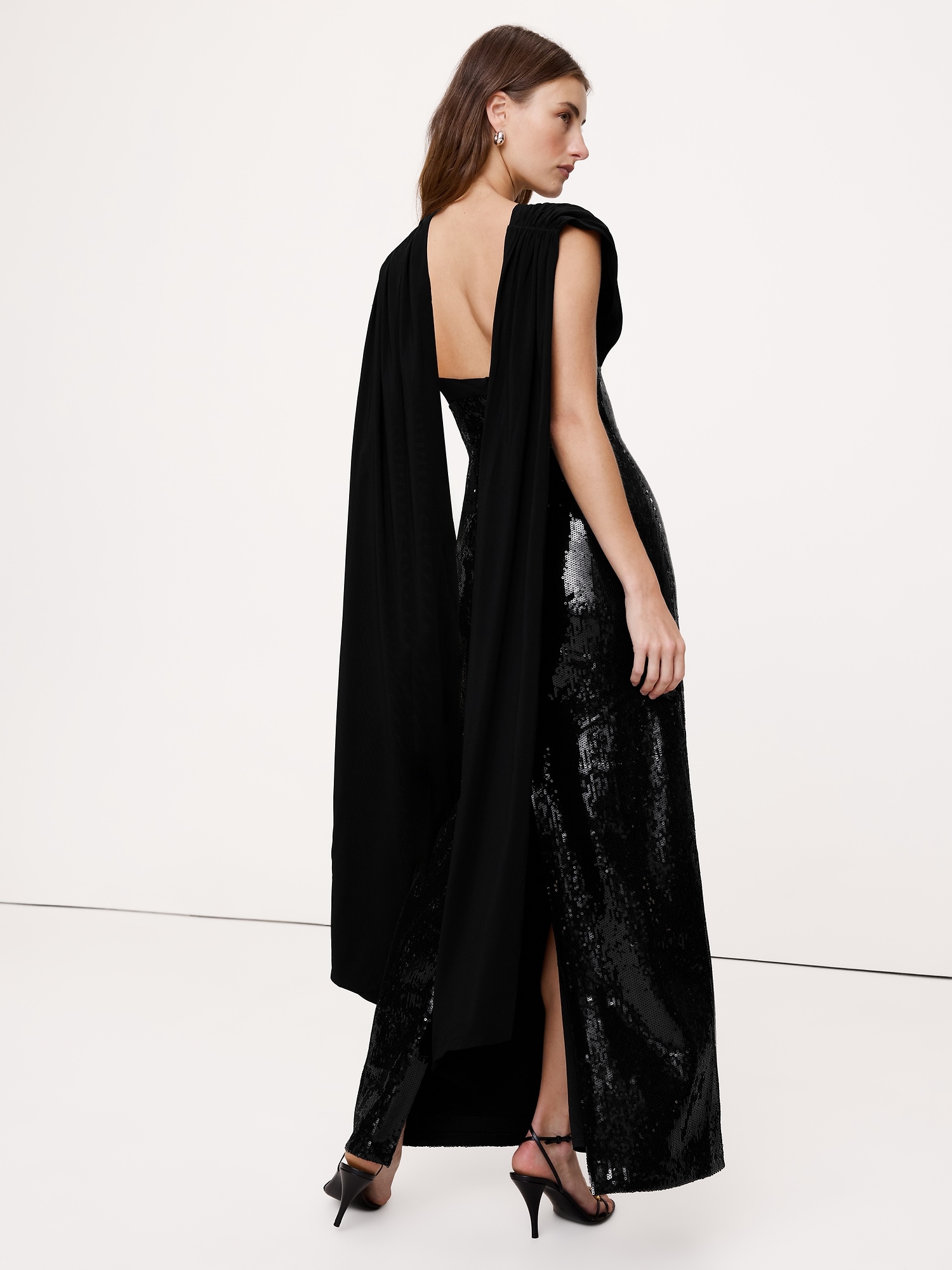 Image number 2 showing, Sequin & Georgette Maxi Dress
