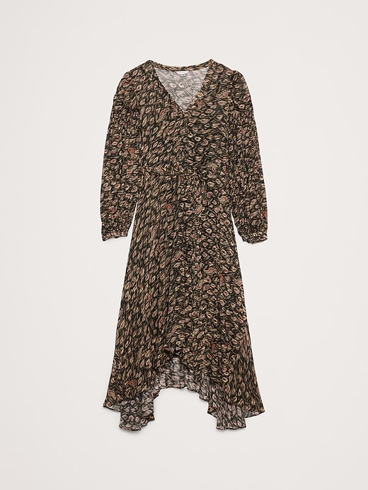 Banana Republic Women's Georgette Puff-Sleeve Maxi Dress Agate Paisley Cream Size S