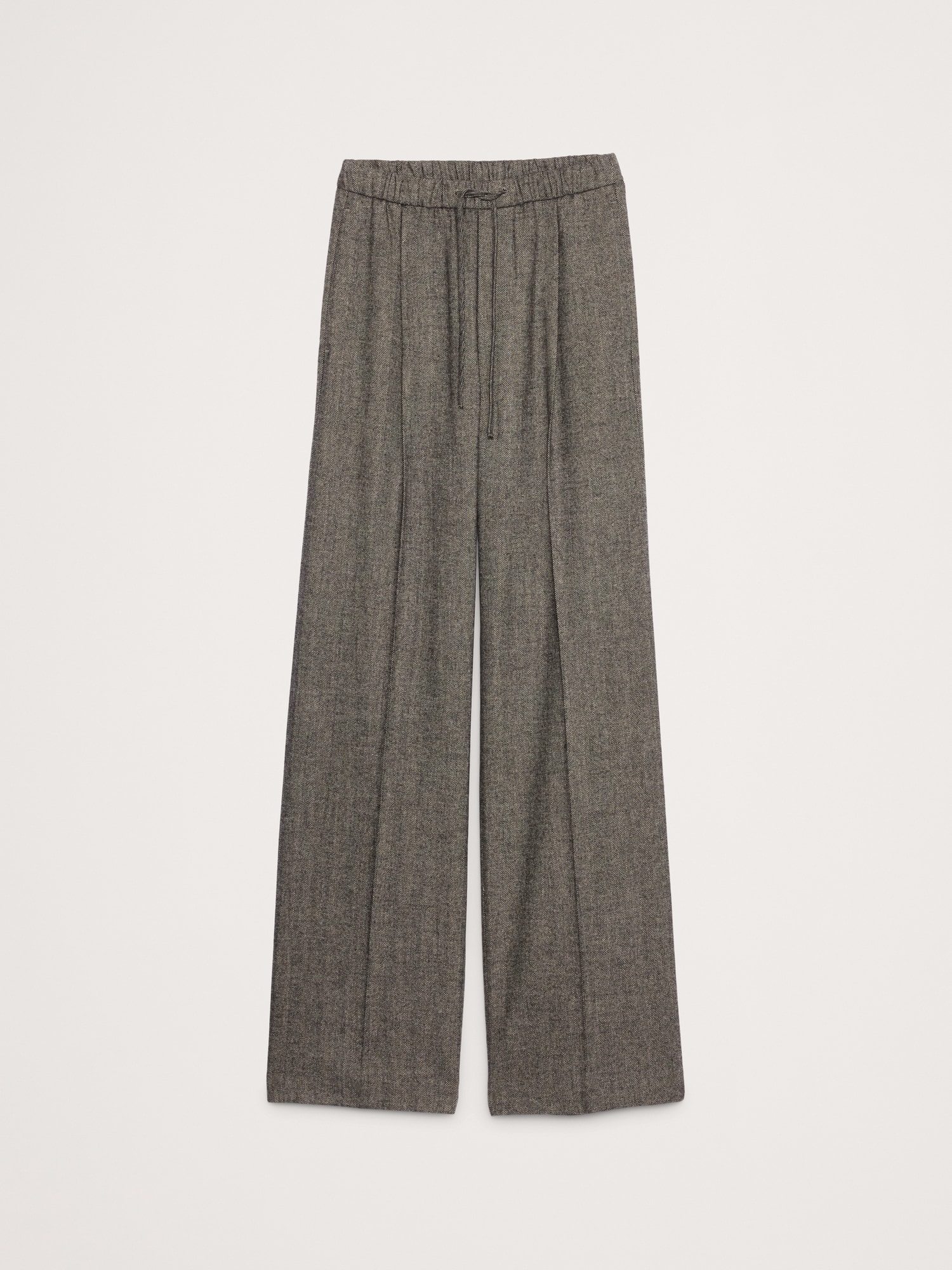 Image number 7 showing, Mid-Rise Wide-Leg Flannel Drawstring Pant