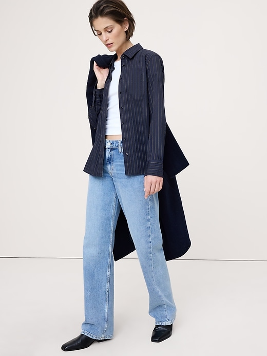 Cotton Poplin Belted Tunic Shirt