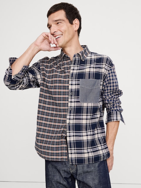 Relaxed-Fit Patchwork Oxford Shirt