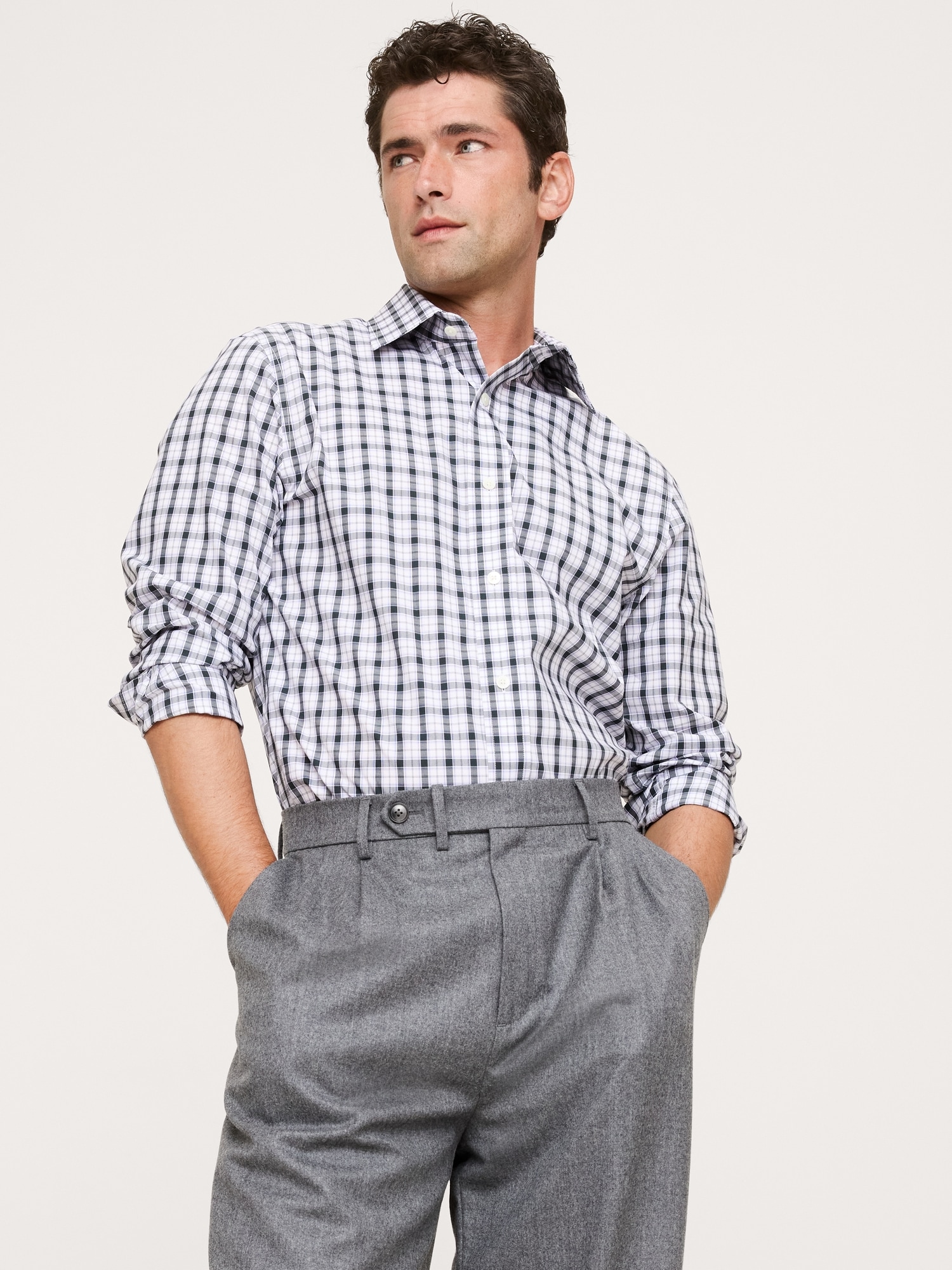 Standard-Fit Wrinkle-Resistant Dress Shirt - Lilac & Gray