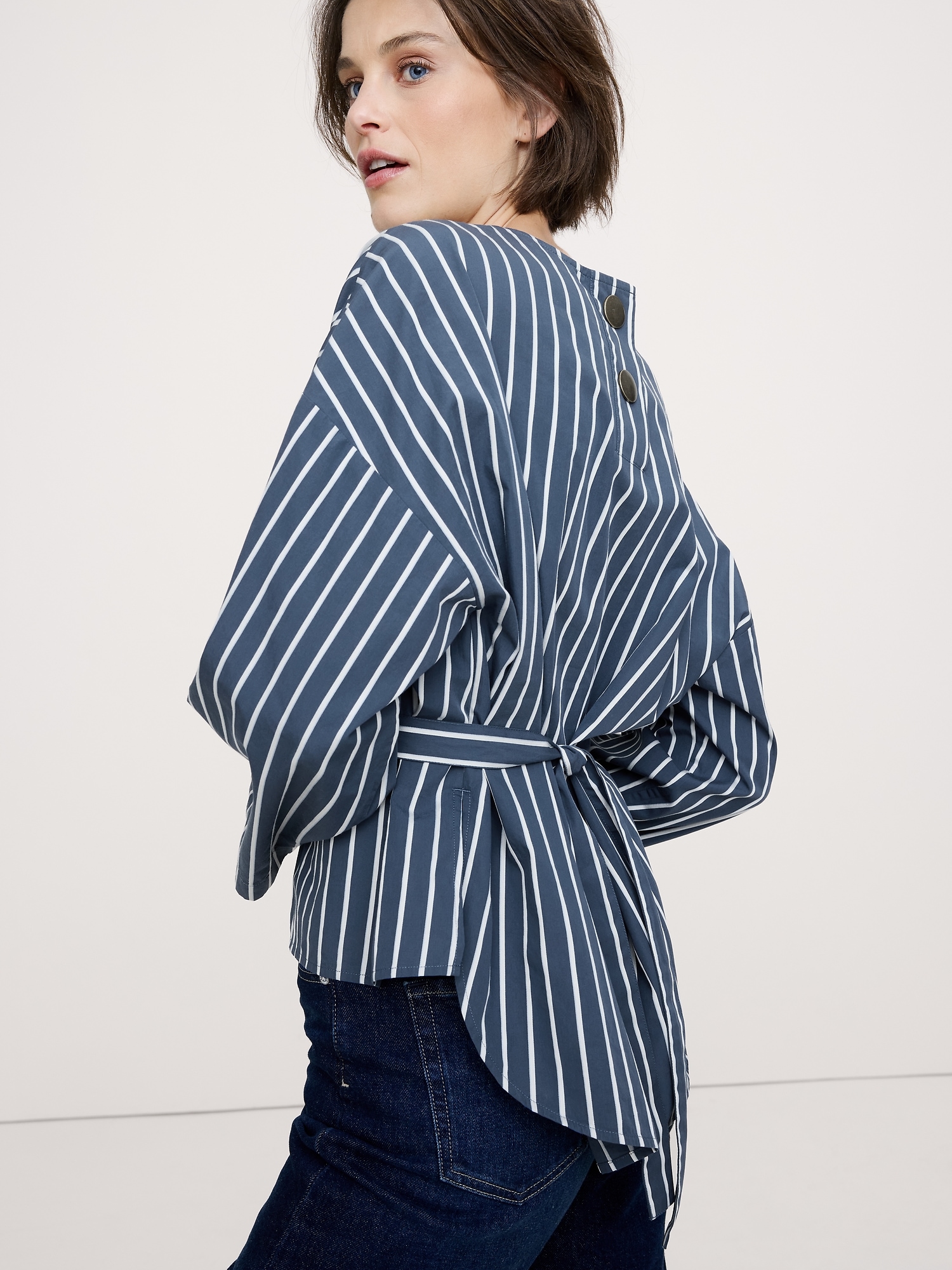 Image number 7 showing, Cotton Poplin Cinch-Waist Top