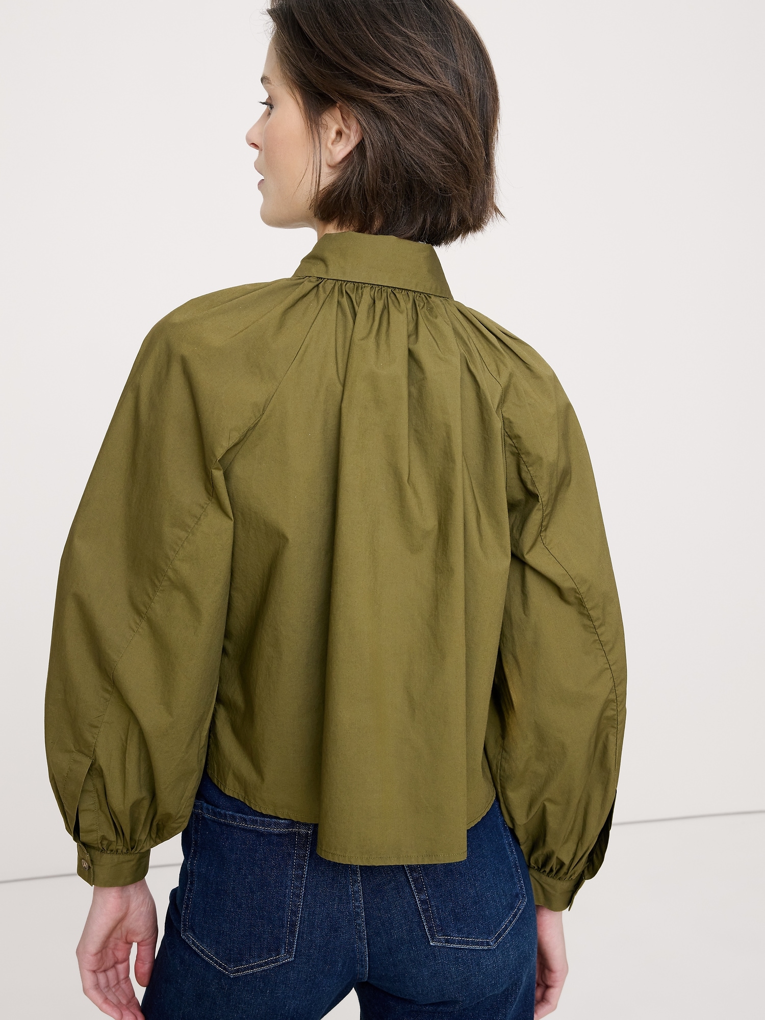 Image number 2 showing, Cotton Poplin Balloon-Sleeve Shirt