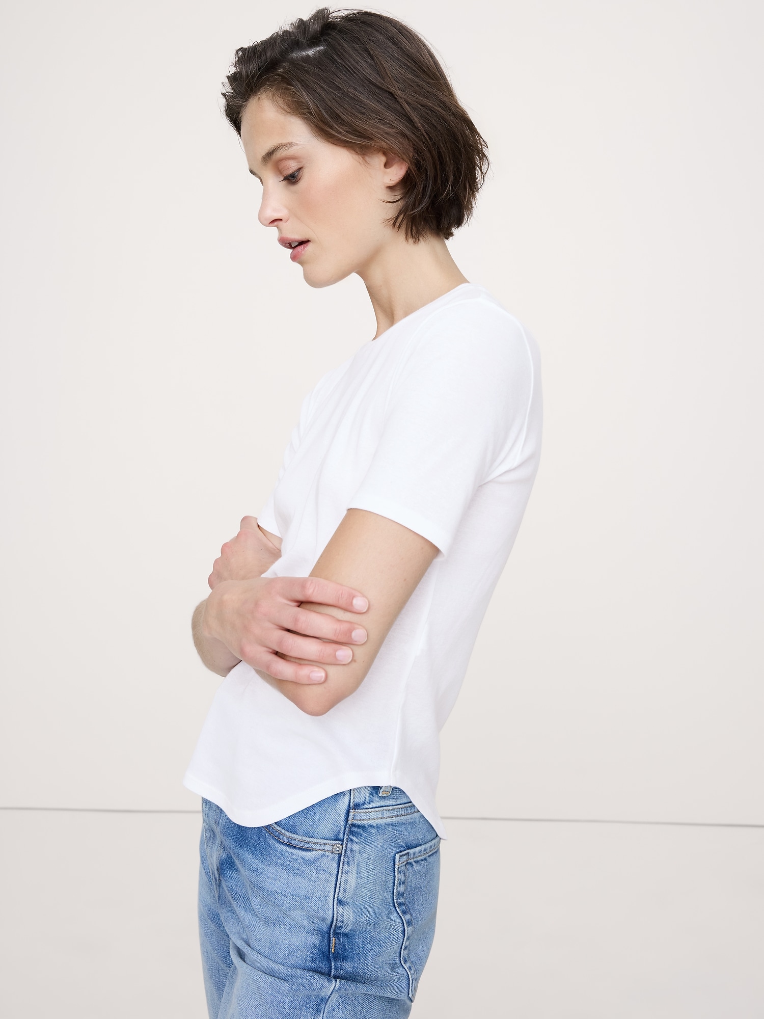 Image number 1 showing, Baby Rib Cotton Elbow-Sleeve T-Shirt