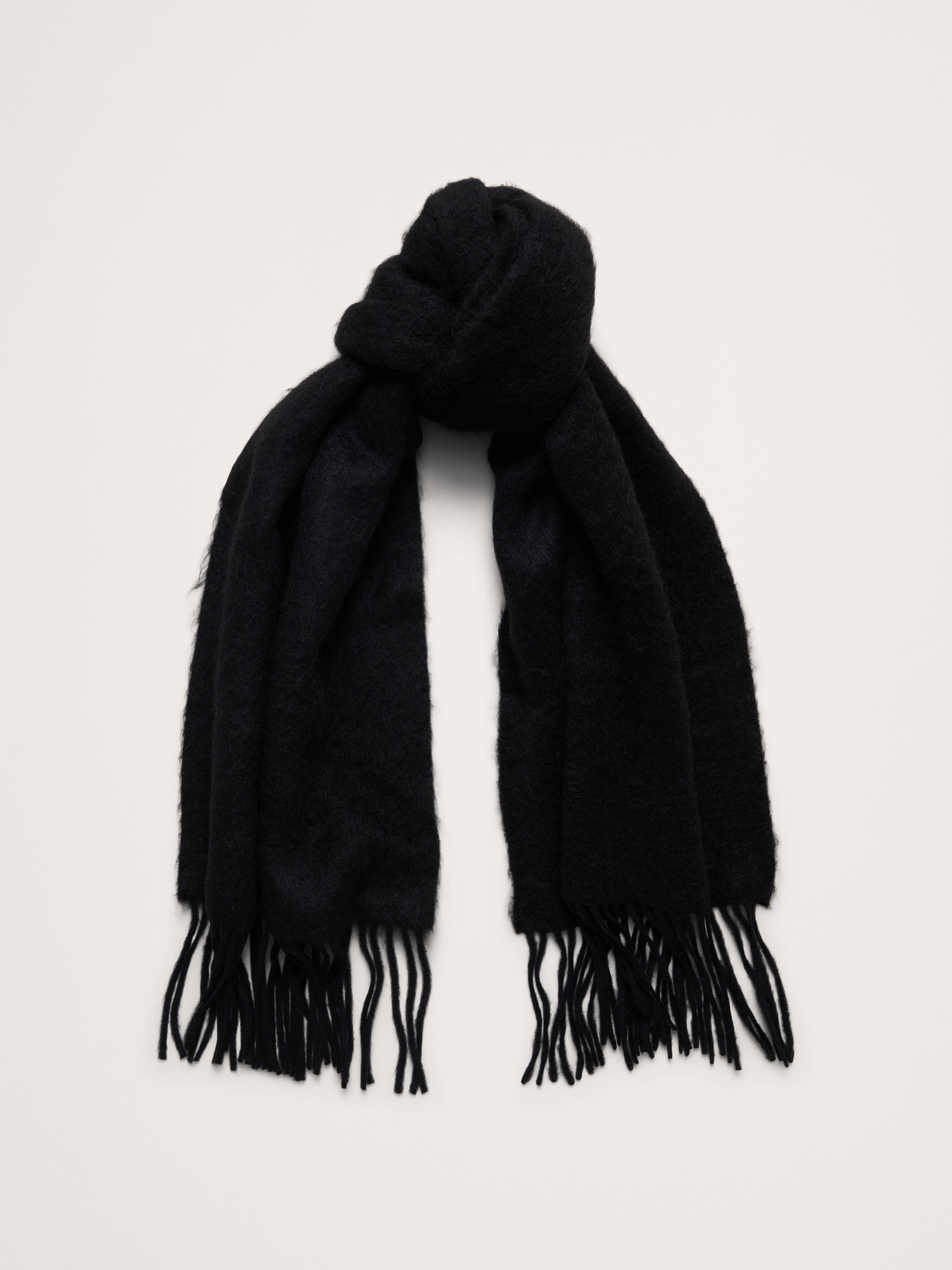 Brushed Alpaca-Wool Blend Scarf - Black