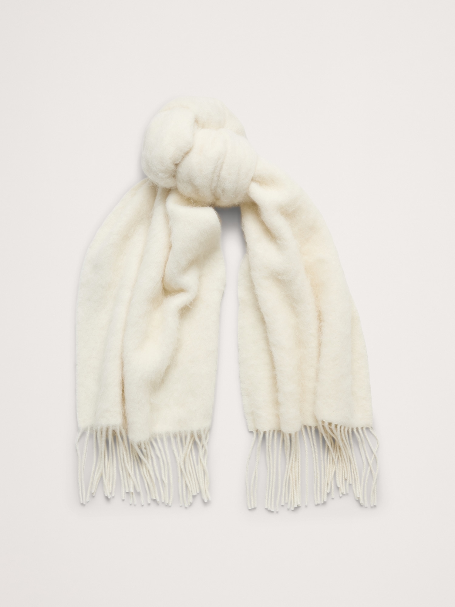 Brushed Alpaca-Wool Blend Scarf - Transition Cream White