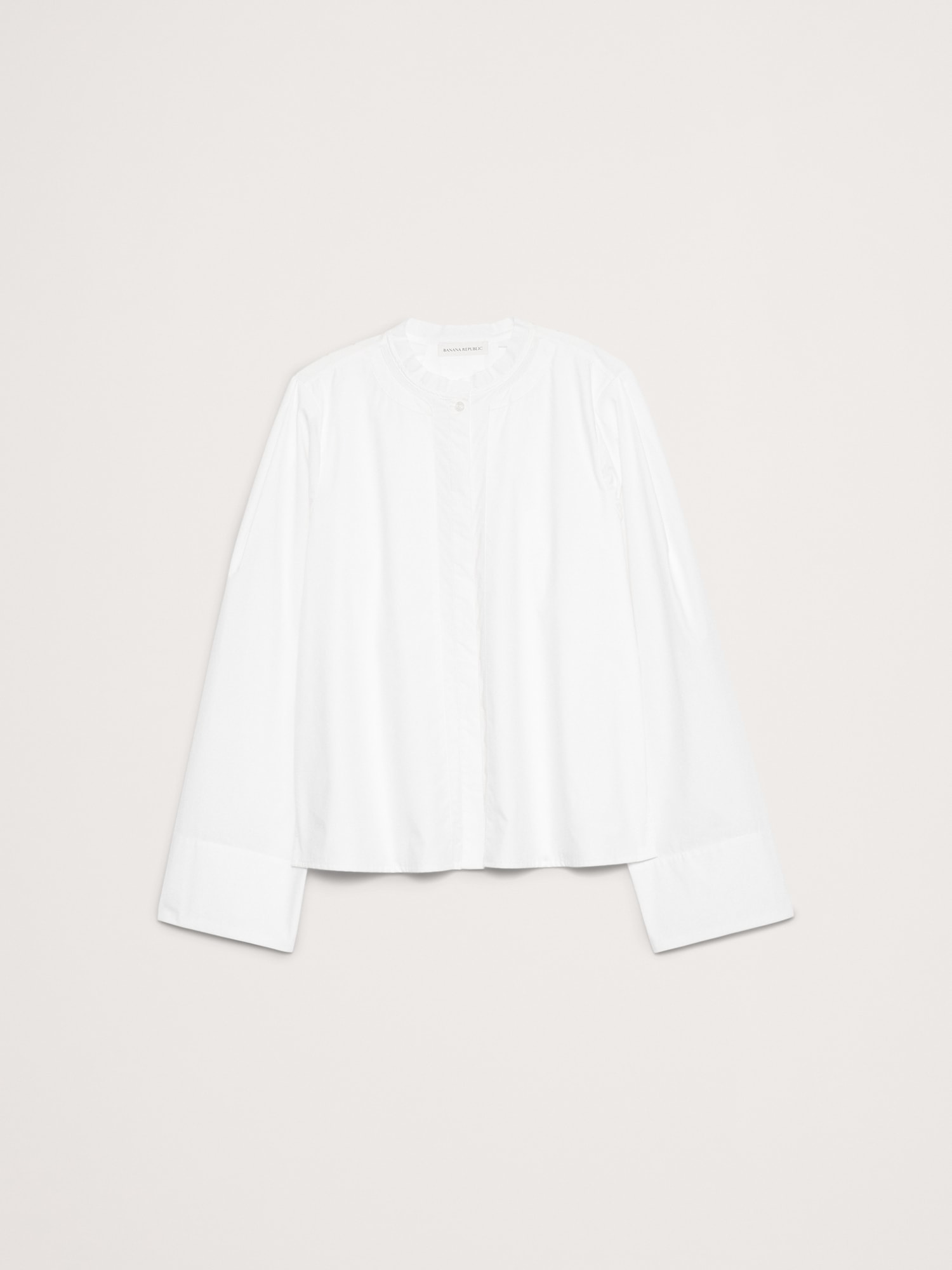 Image number 4 showing, Cotton Poplin Banded-Collar Top