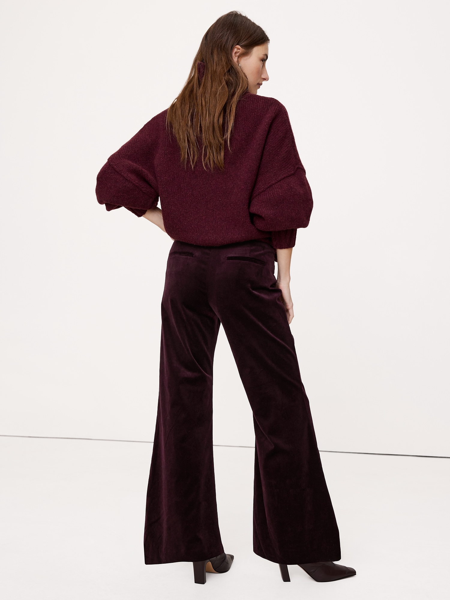 Image number 5 showing, Mid-Rise Flare Velvet Pant